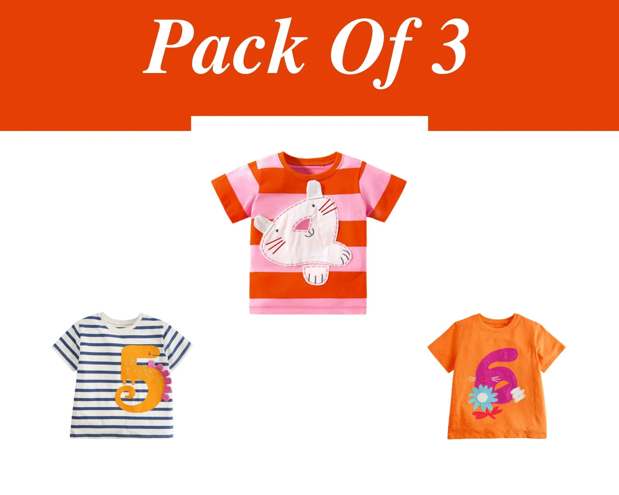 Baby Girl Summer Tops & Tees Clothing Set, Summer Numbers Design T-shirt | Toddler Baby Girl Clothing Gift for Girls Outfit Pack of 3