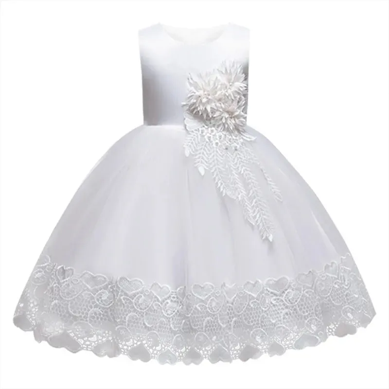 Baby Girl White Purple Wedding Lace Tutu Dress