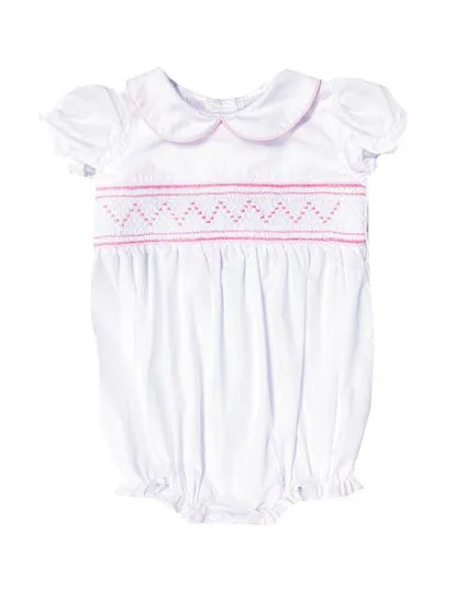 Baby Girl's White and Pink smocked Romper