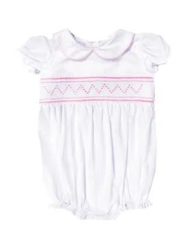 Baby Girl's White and Pink smocked Romper