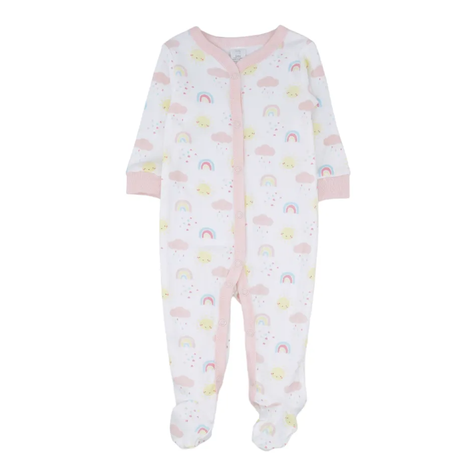 Baby Kiss 3 Pc Layette Set - Sleeper, Bodysuit & Bib - Follow The Rainbows