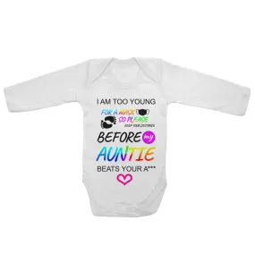 Baby Long Sleeved Vest Bodysuit Grow I Am Too Young For Mask For Newborn Gift