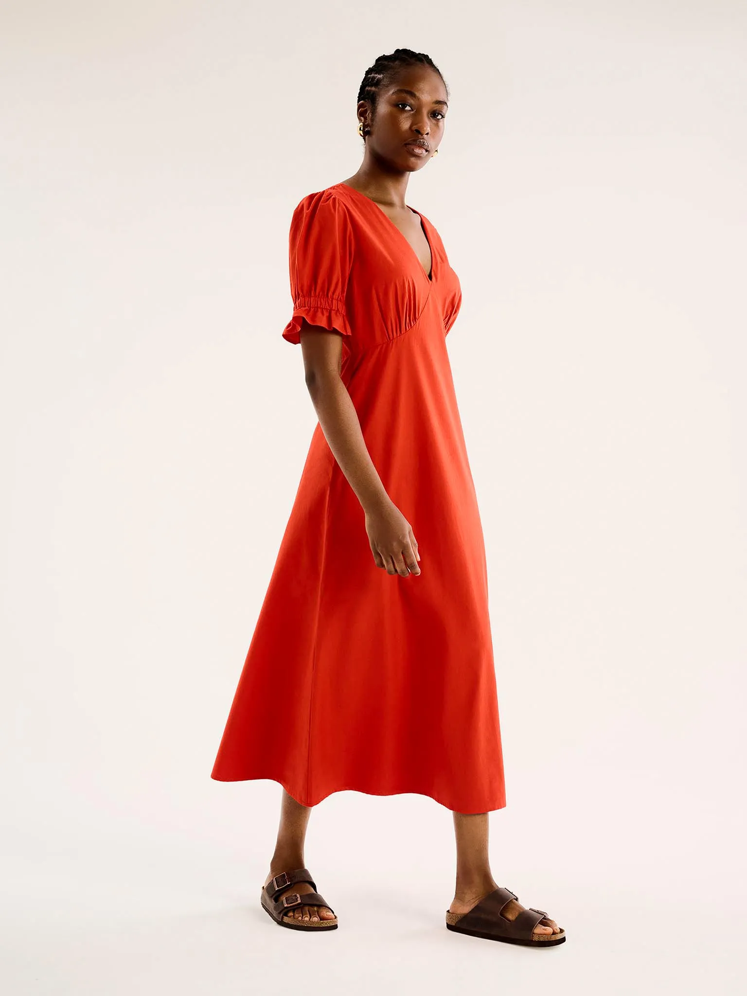 Beverley V Neck Dress in Red