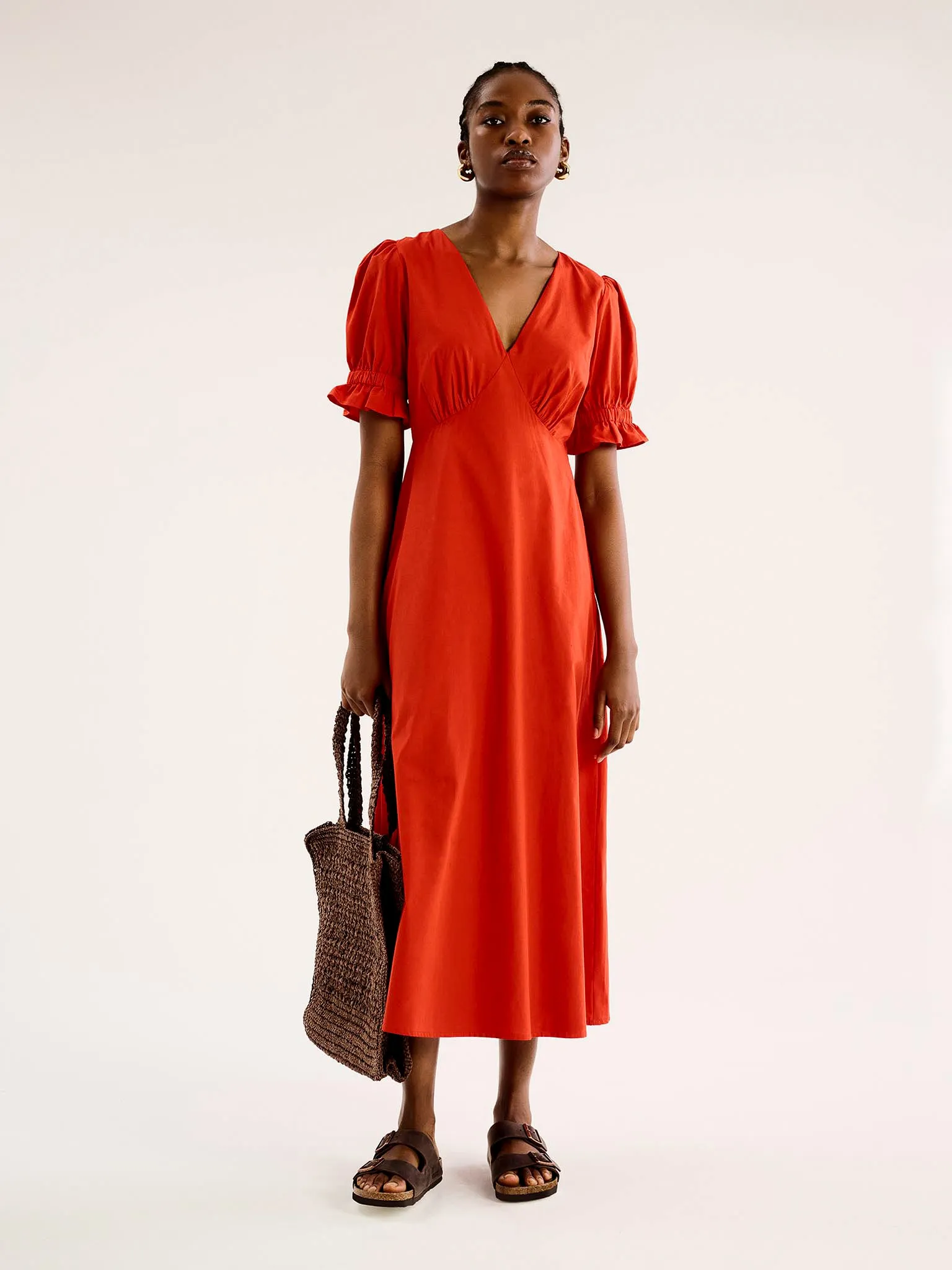 Beverley V Neck Dress in Red