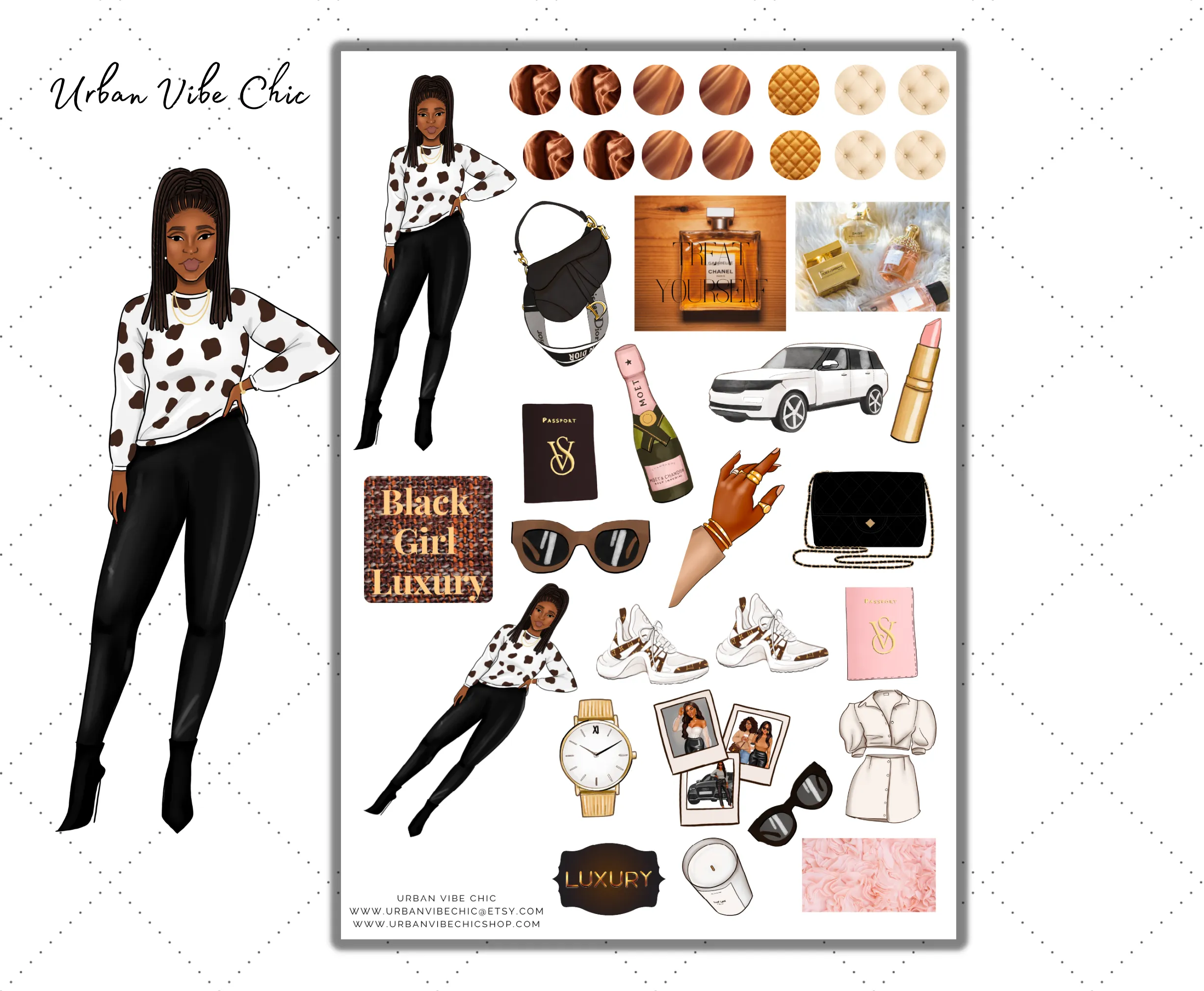 Black Girl Planner Stickers - Hey Girl