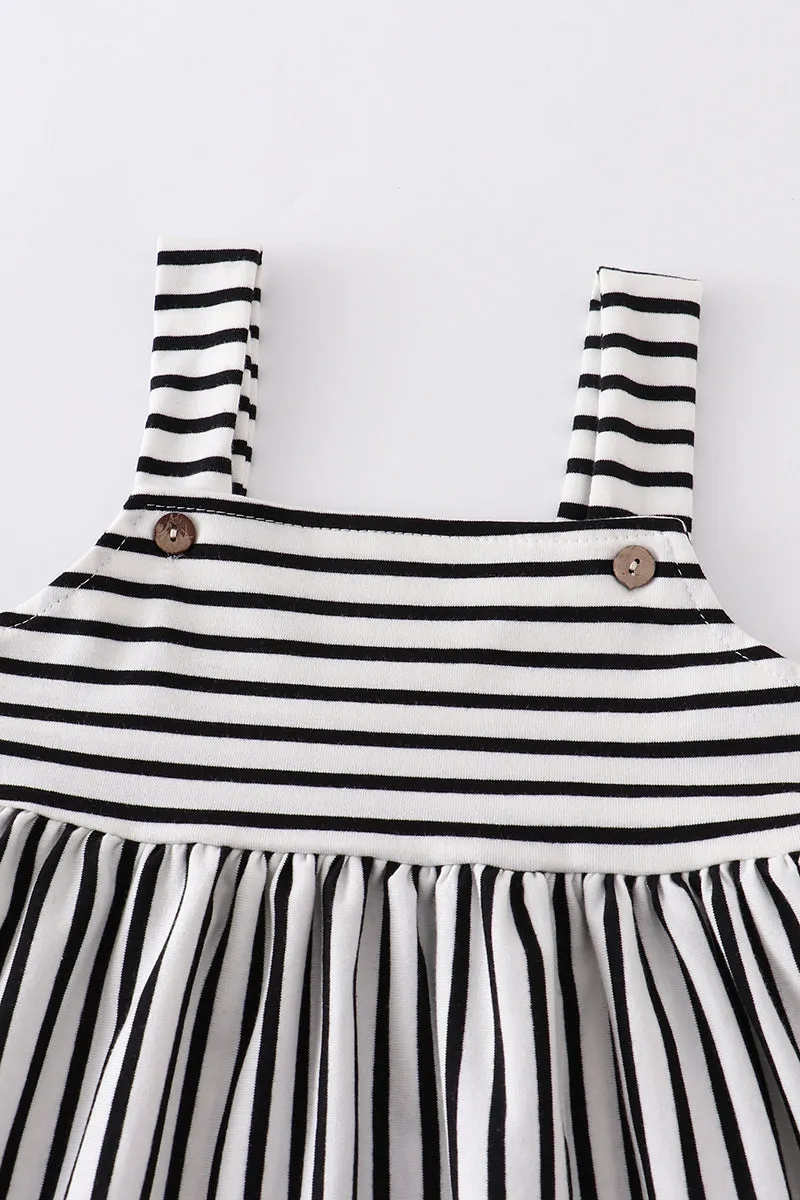 Black Stripe Strap Girl Dress