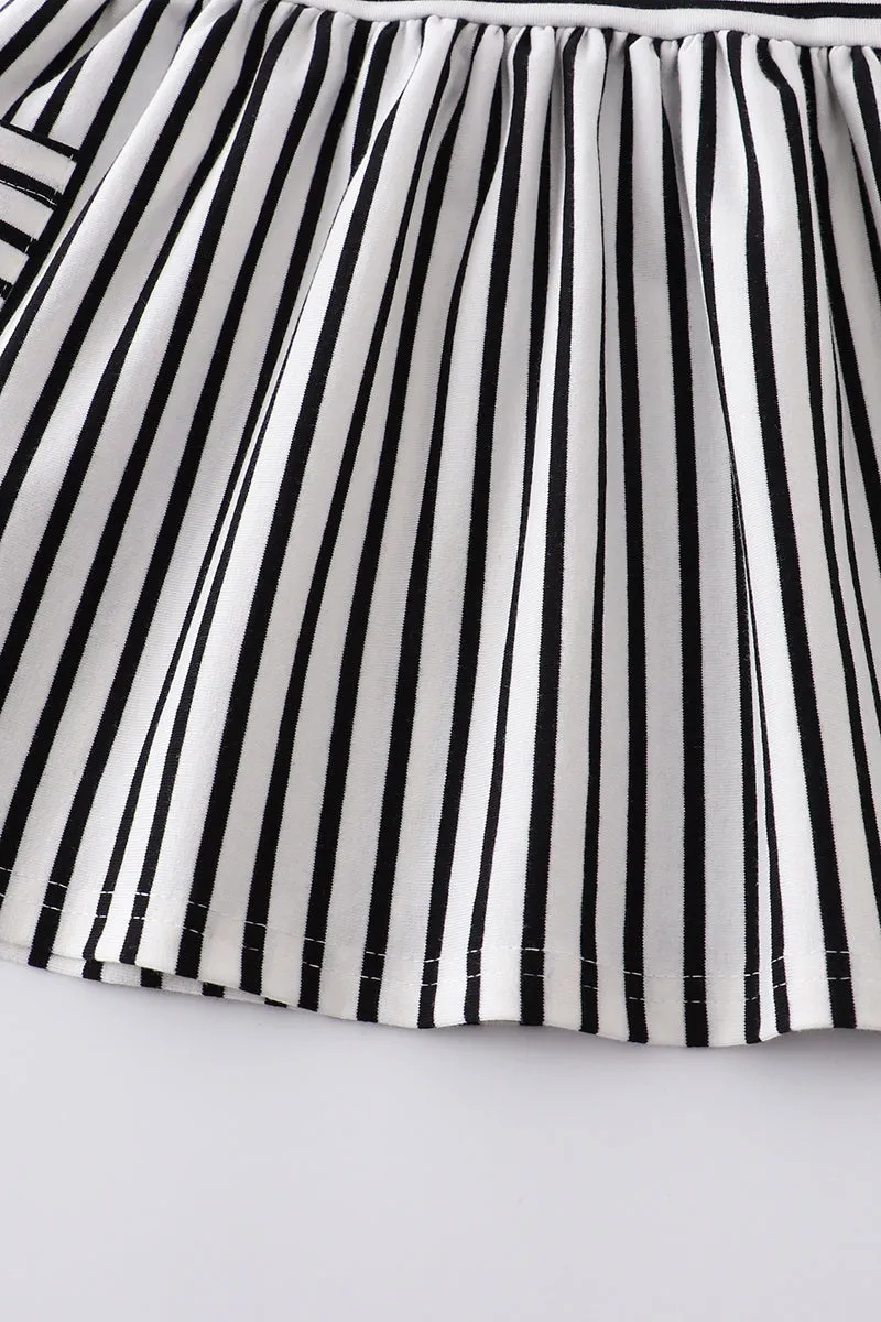 Black Stripe Strap Girl Dress