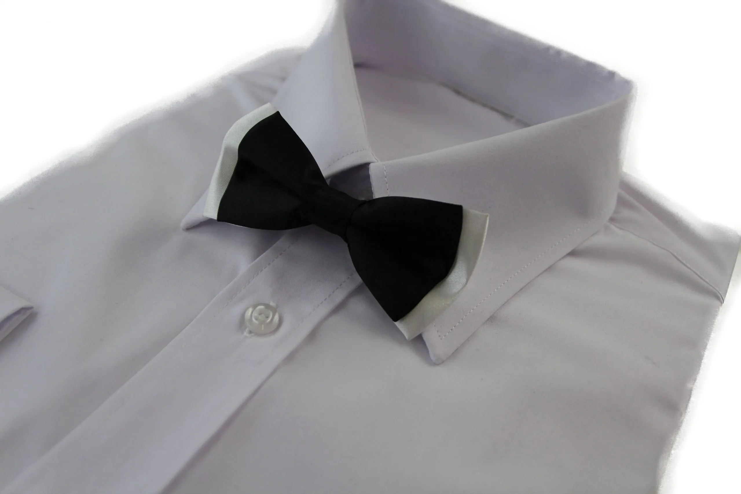 Boys Black On White Two Tone Layer Bow Tie