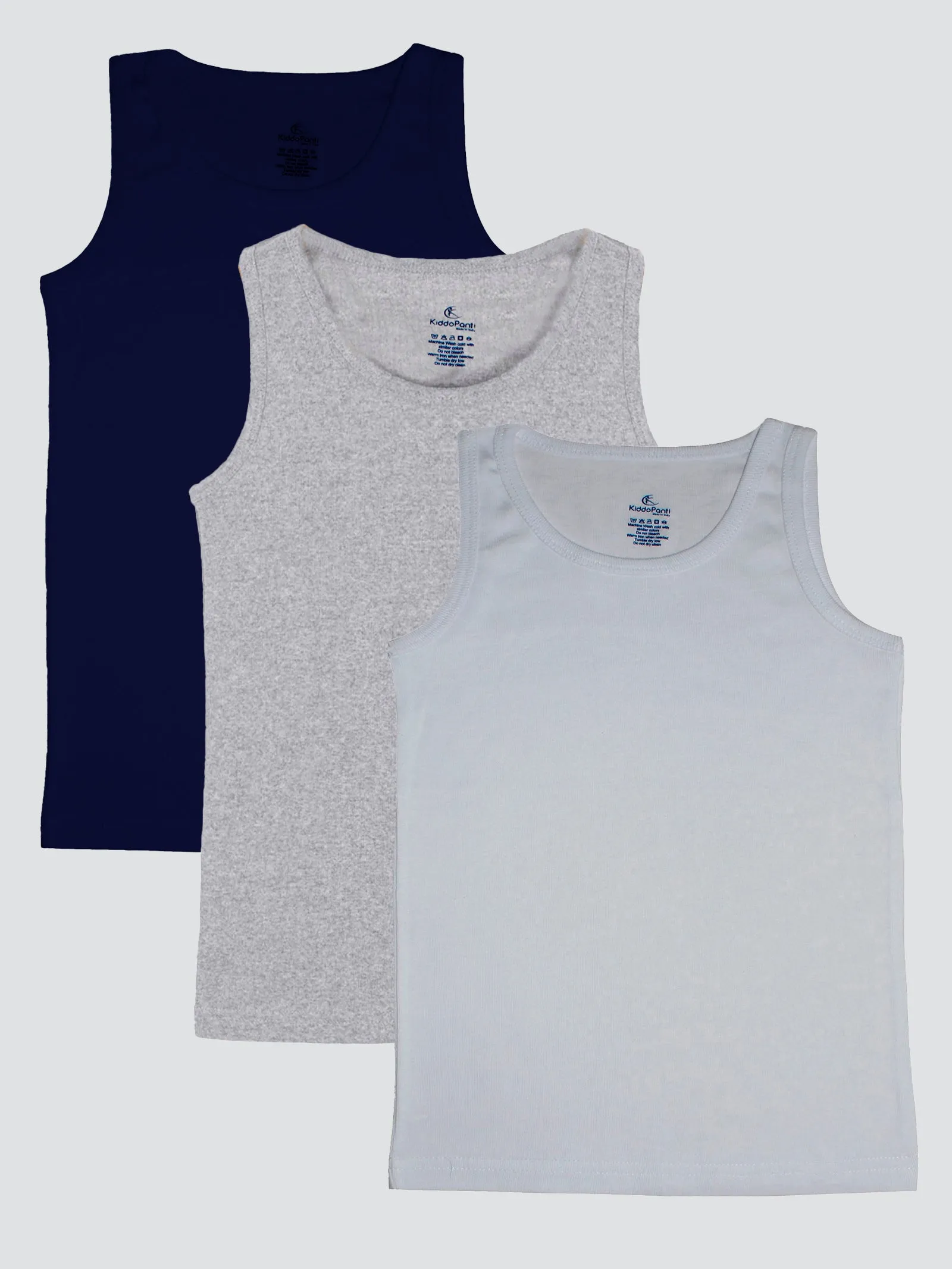 Boys Pack Of 3 Sleeveless Solid Vests