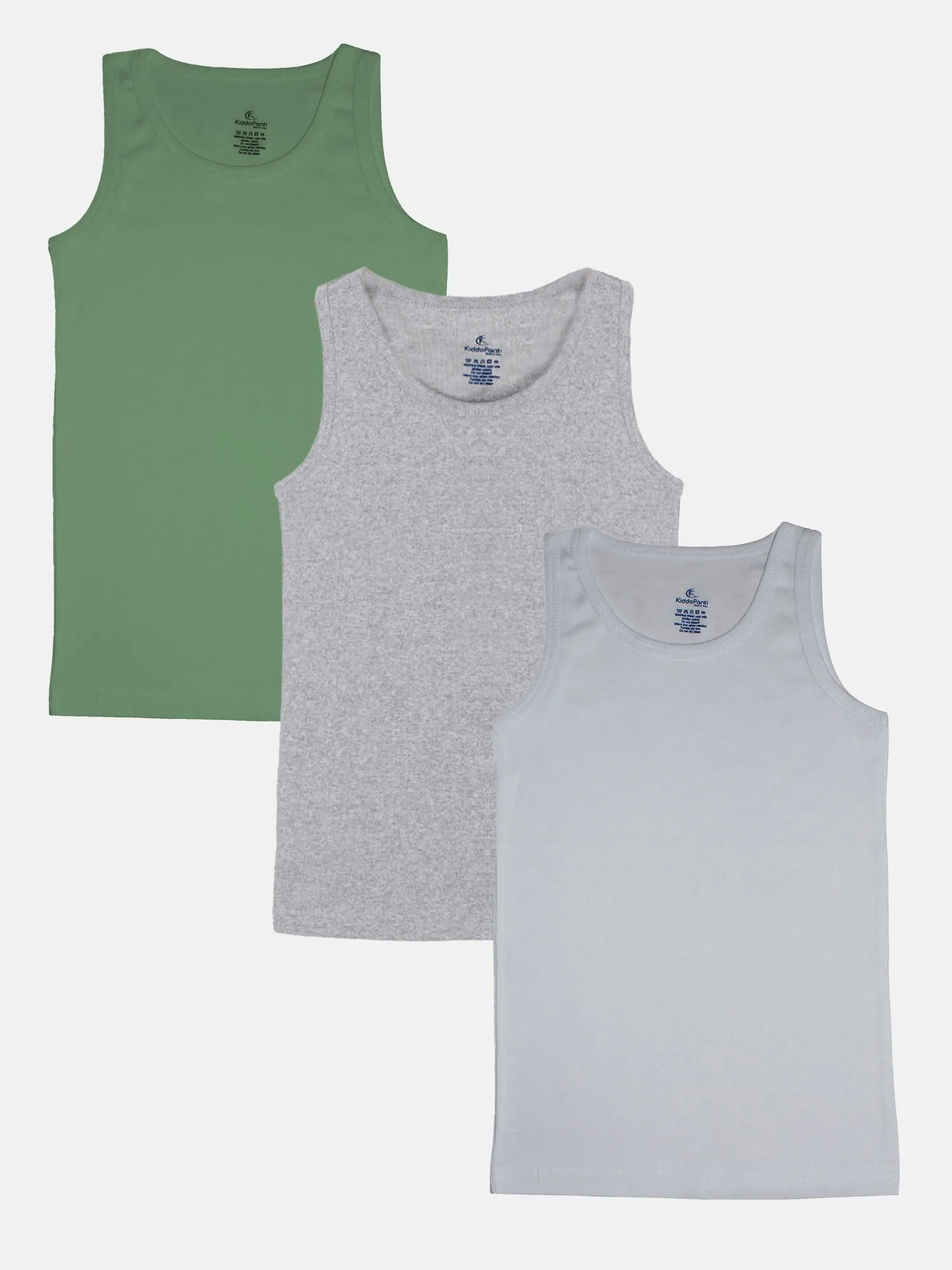 Boys Pack Of 3 Sleeveless Solid Vests