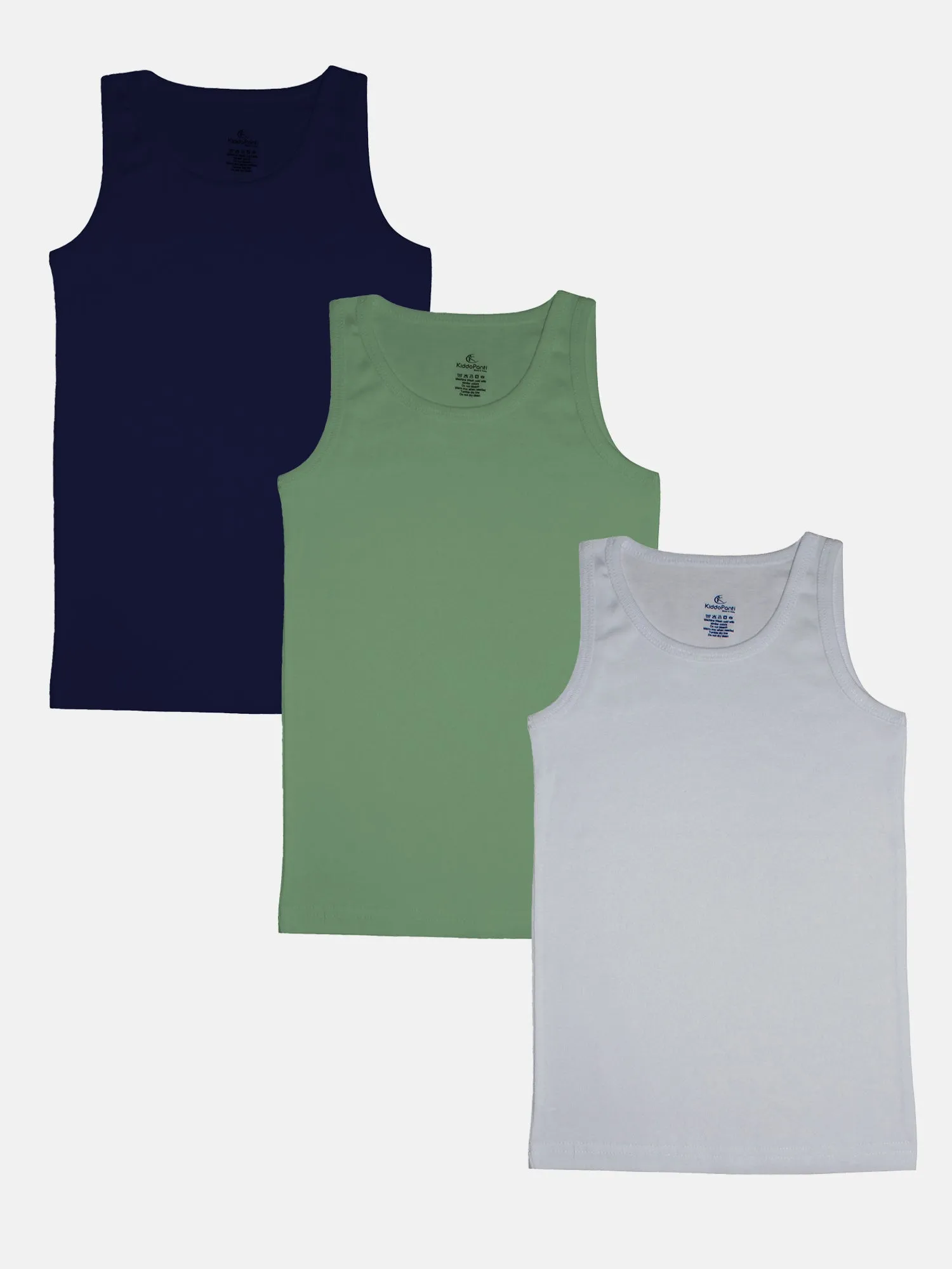 Boys Pack Of 3 Sleeveless Solid Vests