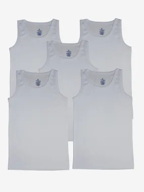 Boys Solid Rib Vest Pack Of 5