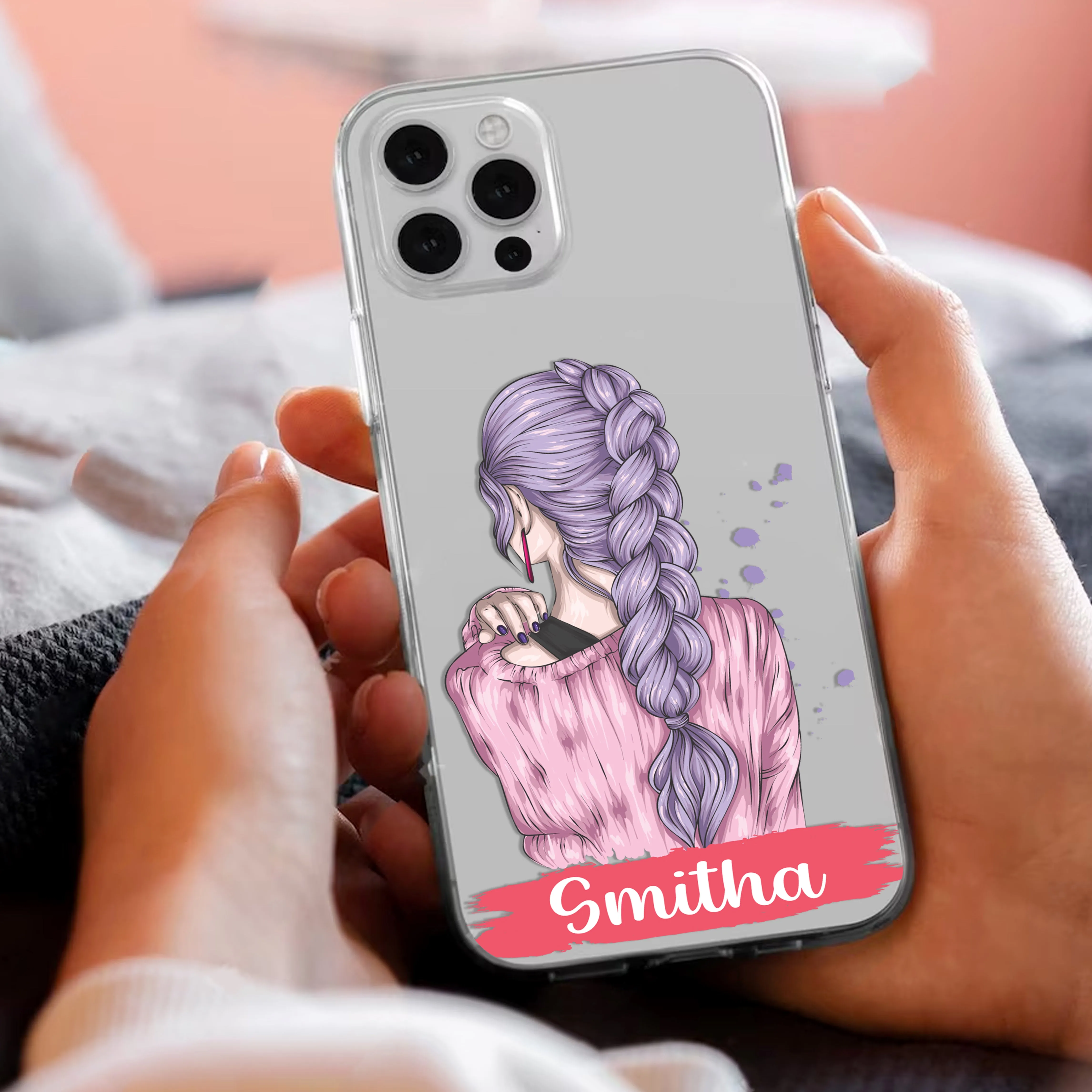 Braid Girl Customize Transparent Silicon Case For Realme/Narzo