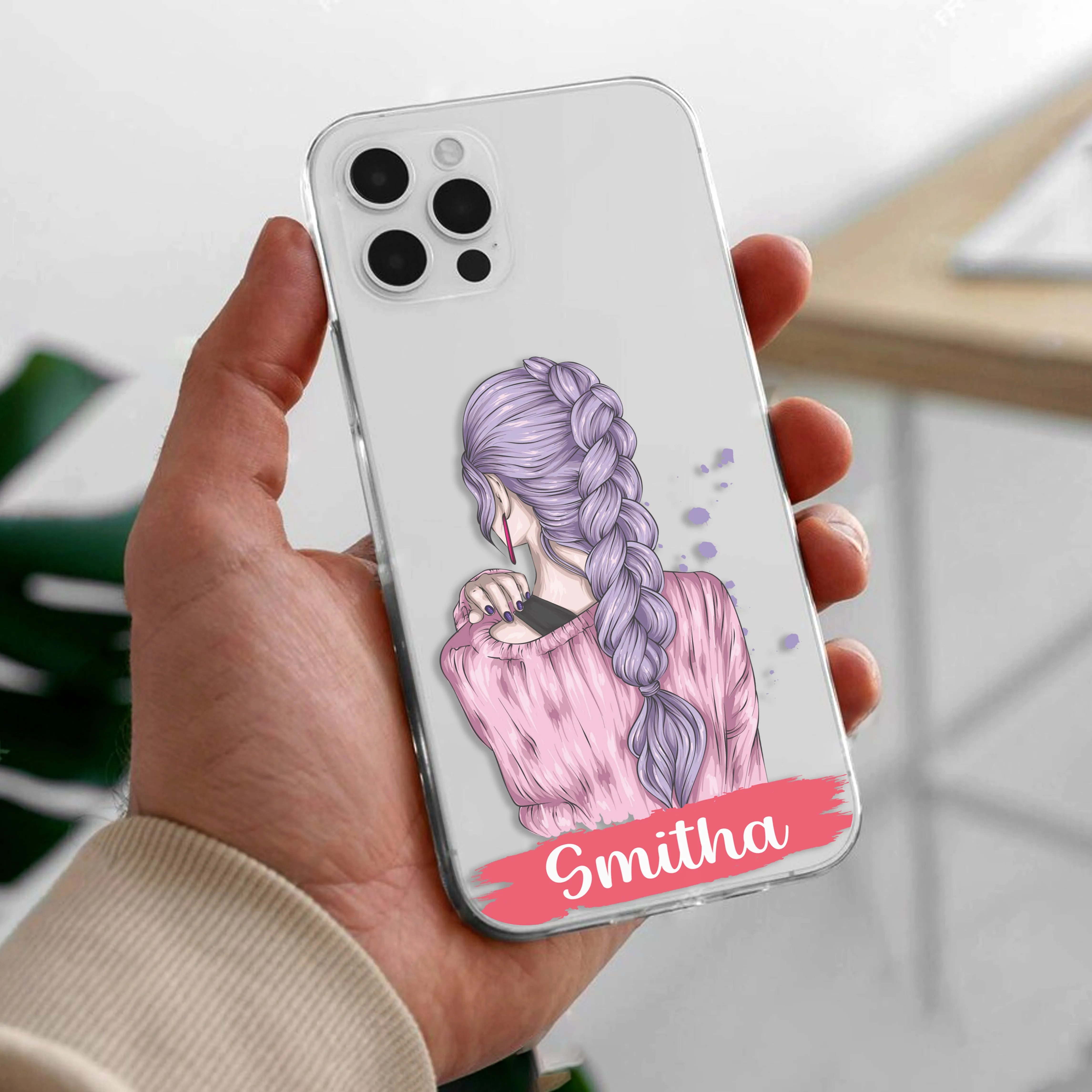 Braid Girl Customize Transparent Silicon Case For Realme/Narzo