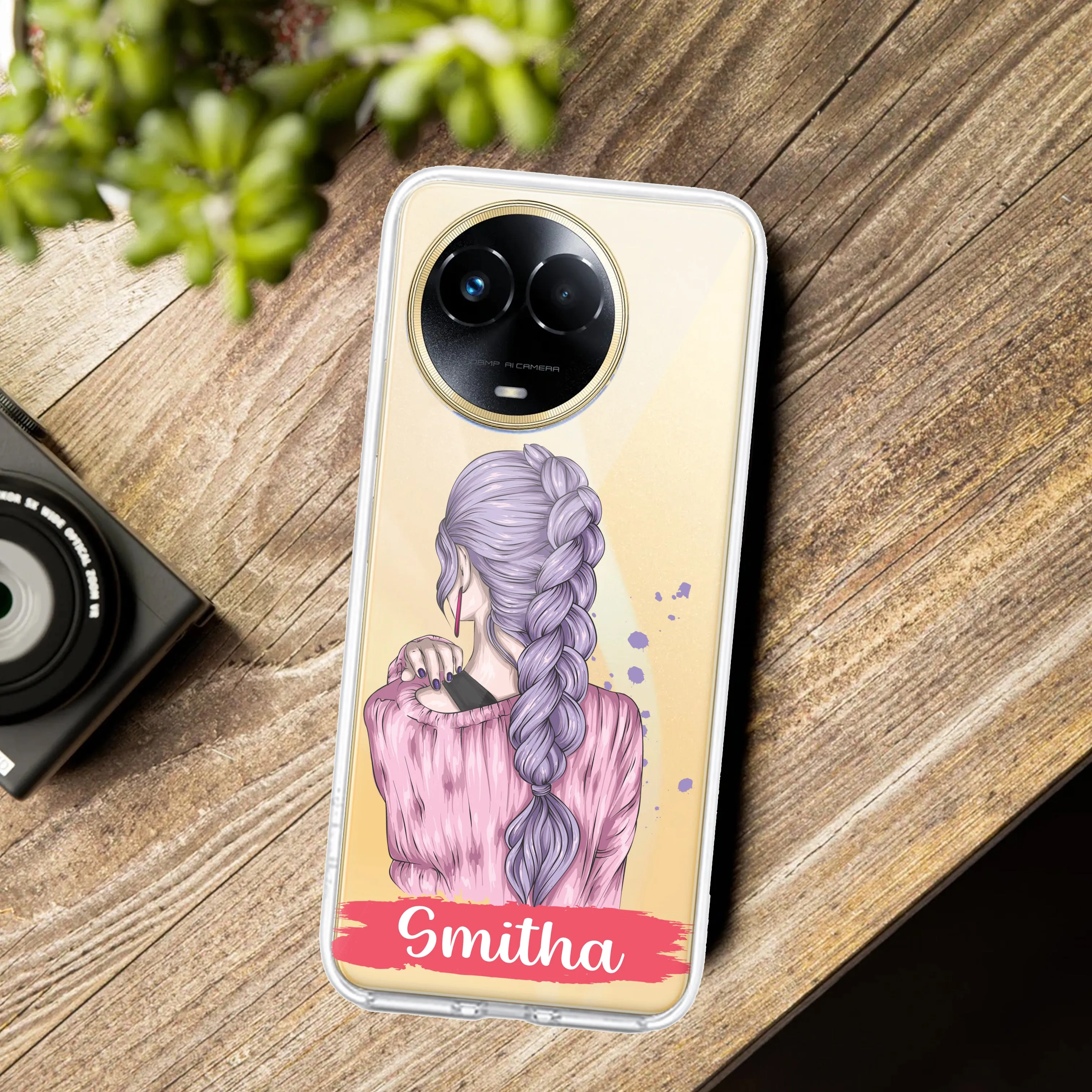 Braid Girl Customize Transparent Silicon Case For Realme/Narzo