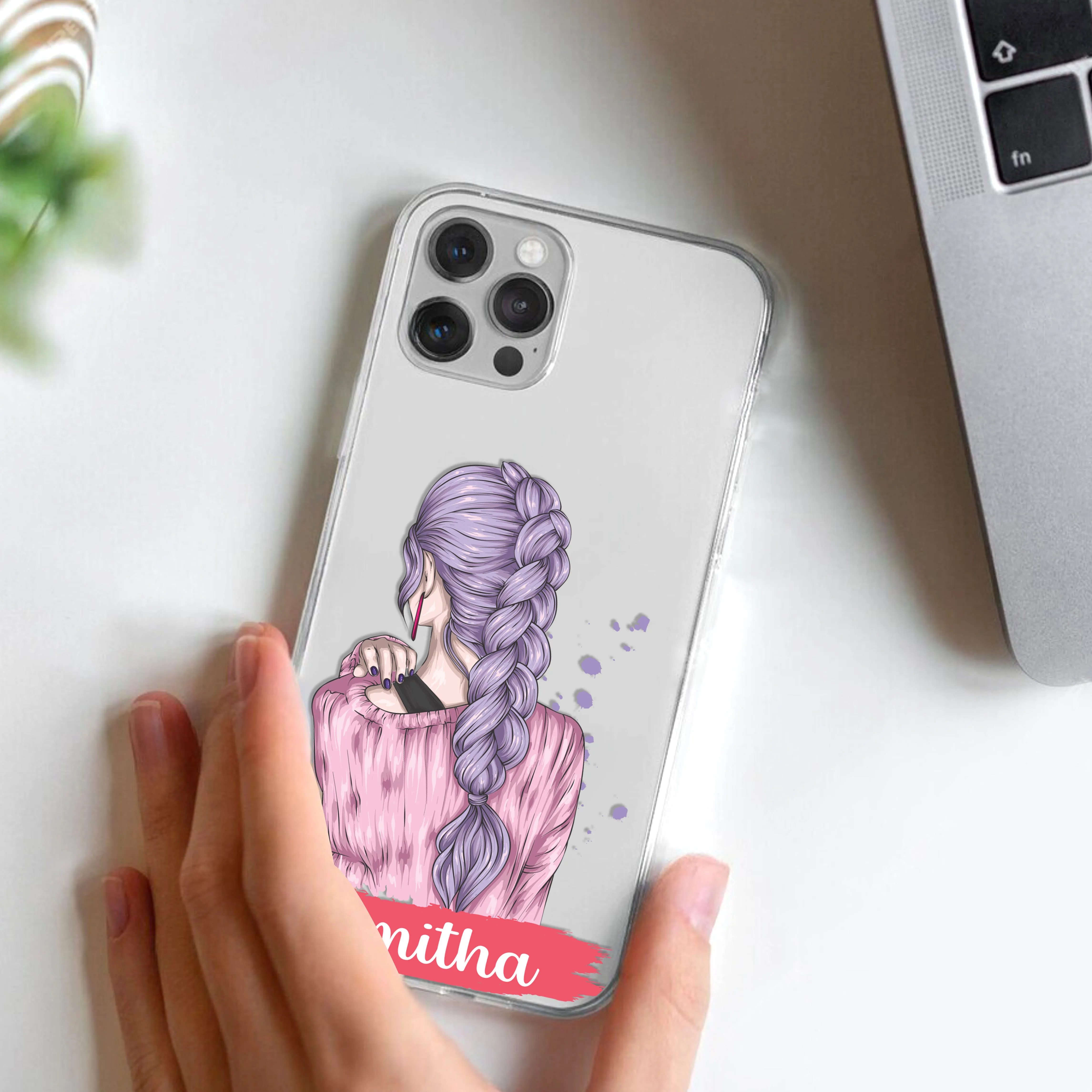 Braid Girl Customize Transparent Silicon Case For Realme/Narzo