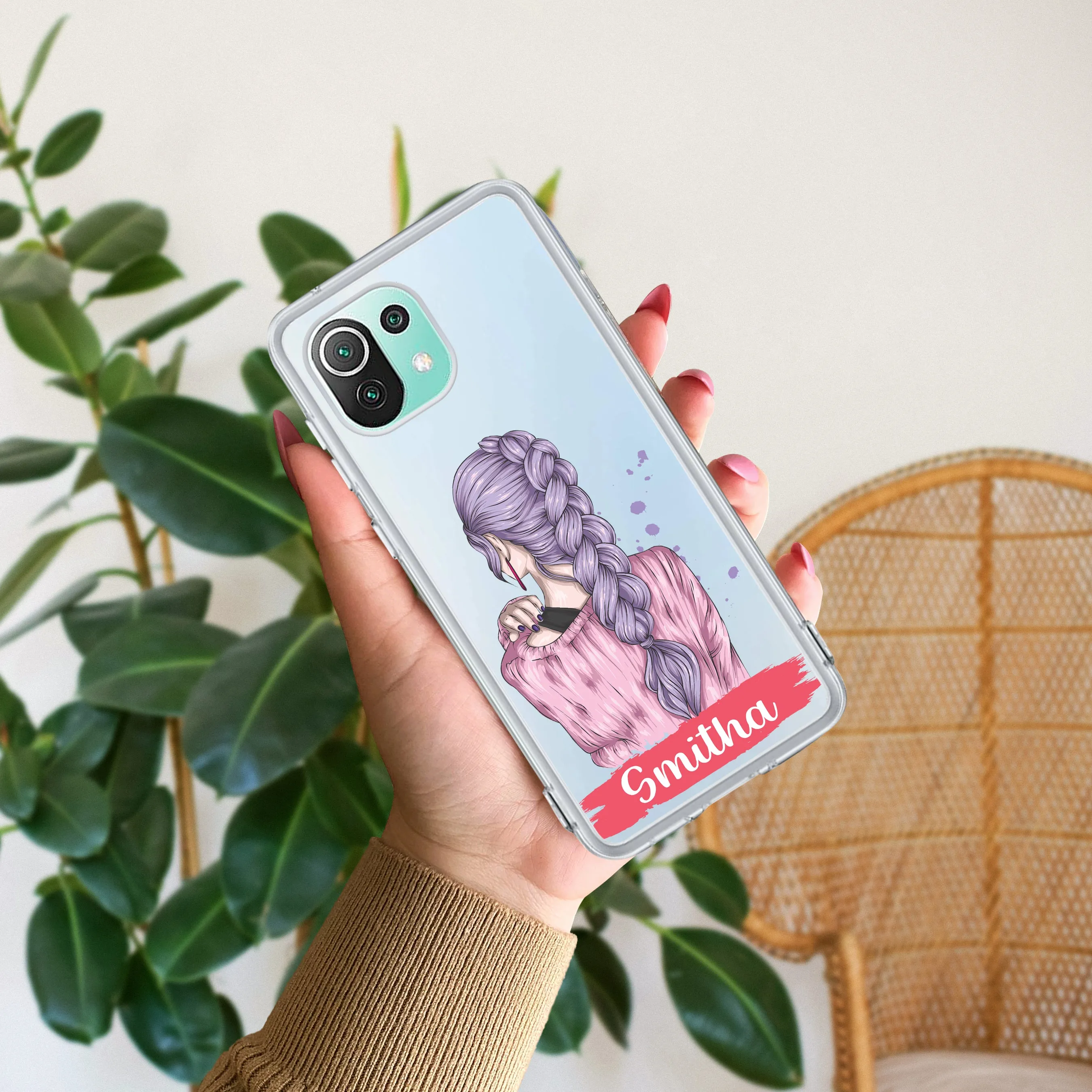 Braid Girl Customize Transparent Silicon Case For Redmi/Xiaomi