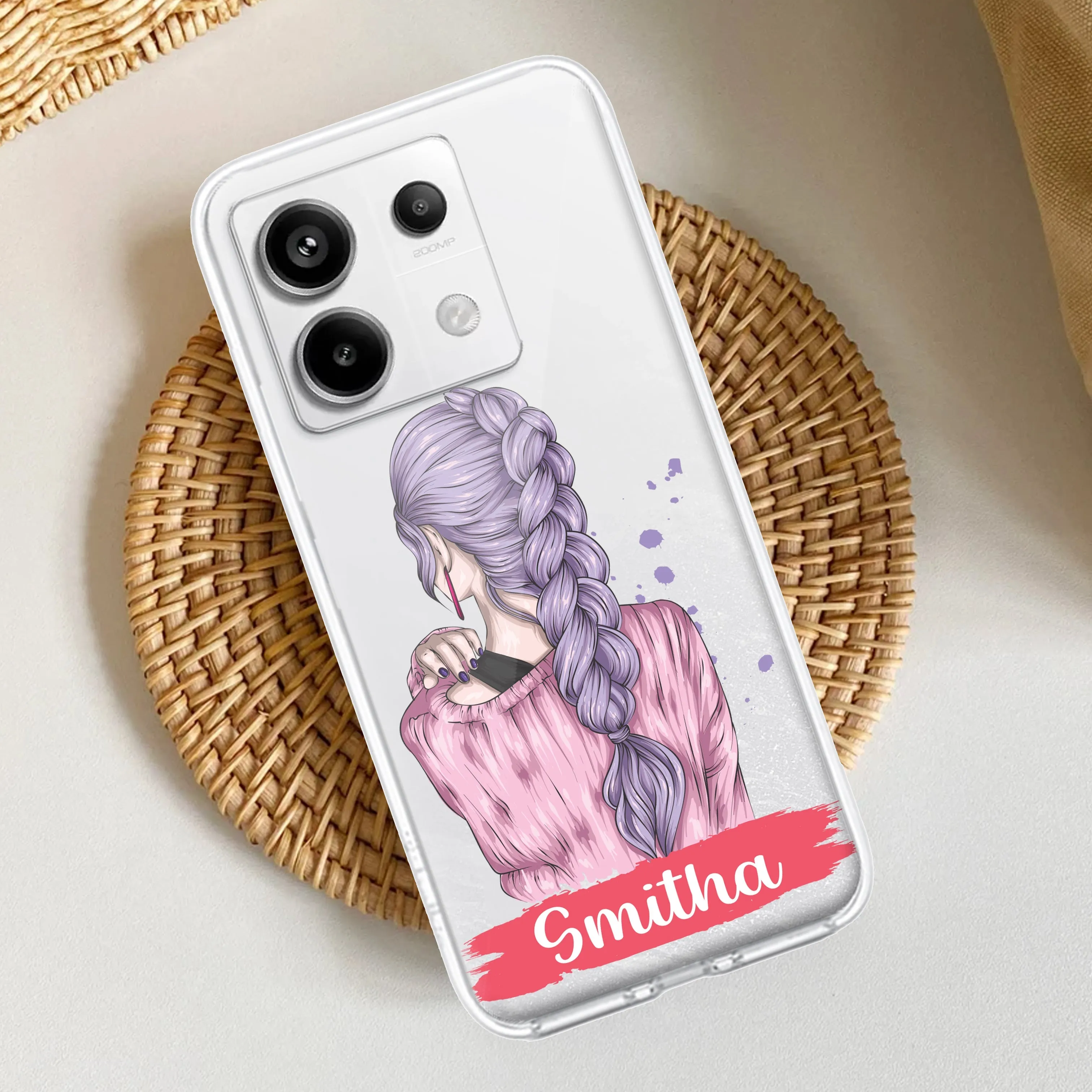 Braid Girl Customize Transparent Silicon Case For Redmi/Xiaomi