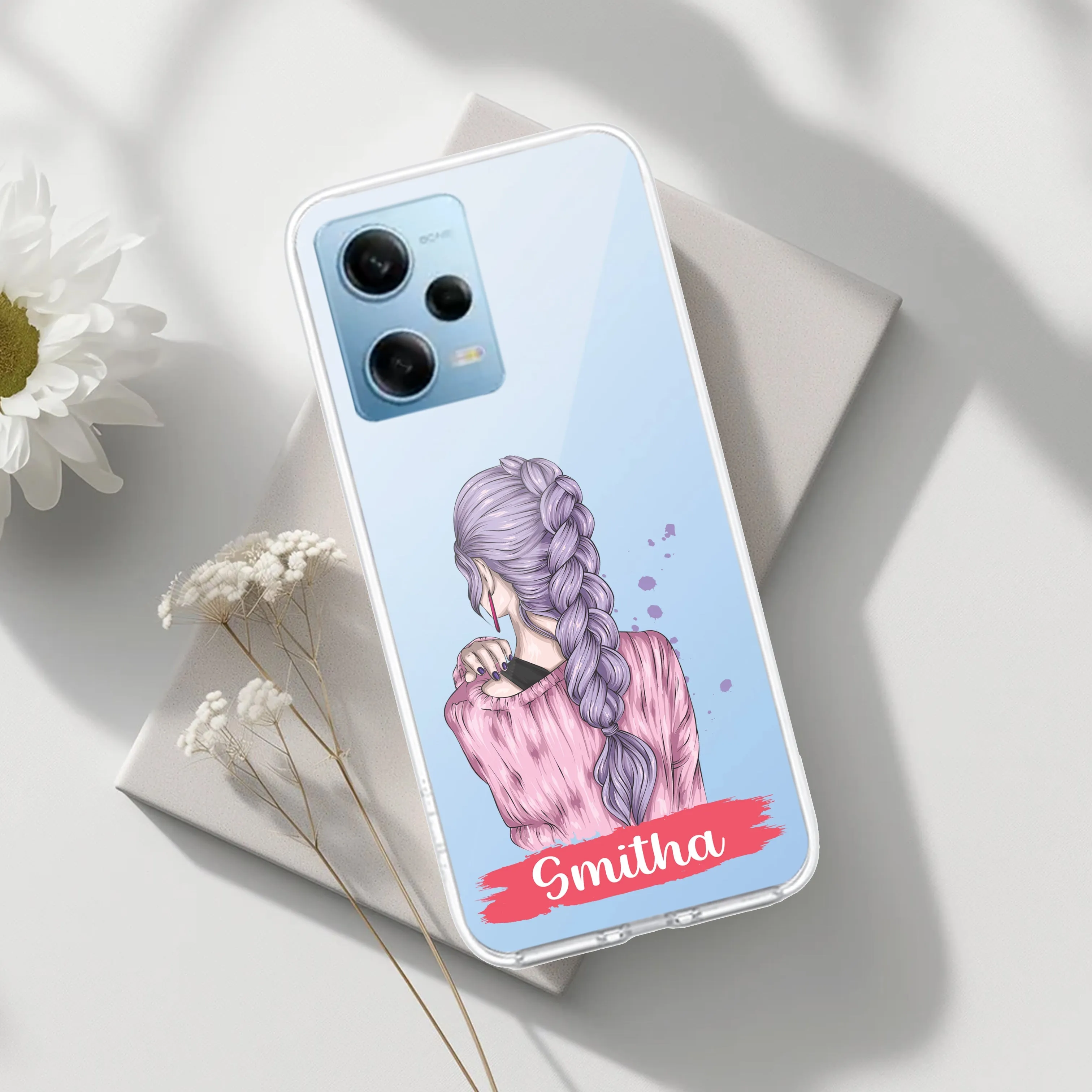 Braid Girl Customize Transparent Silicon Case For Redmi/Xiaomi