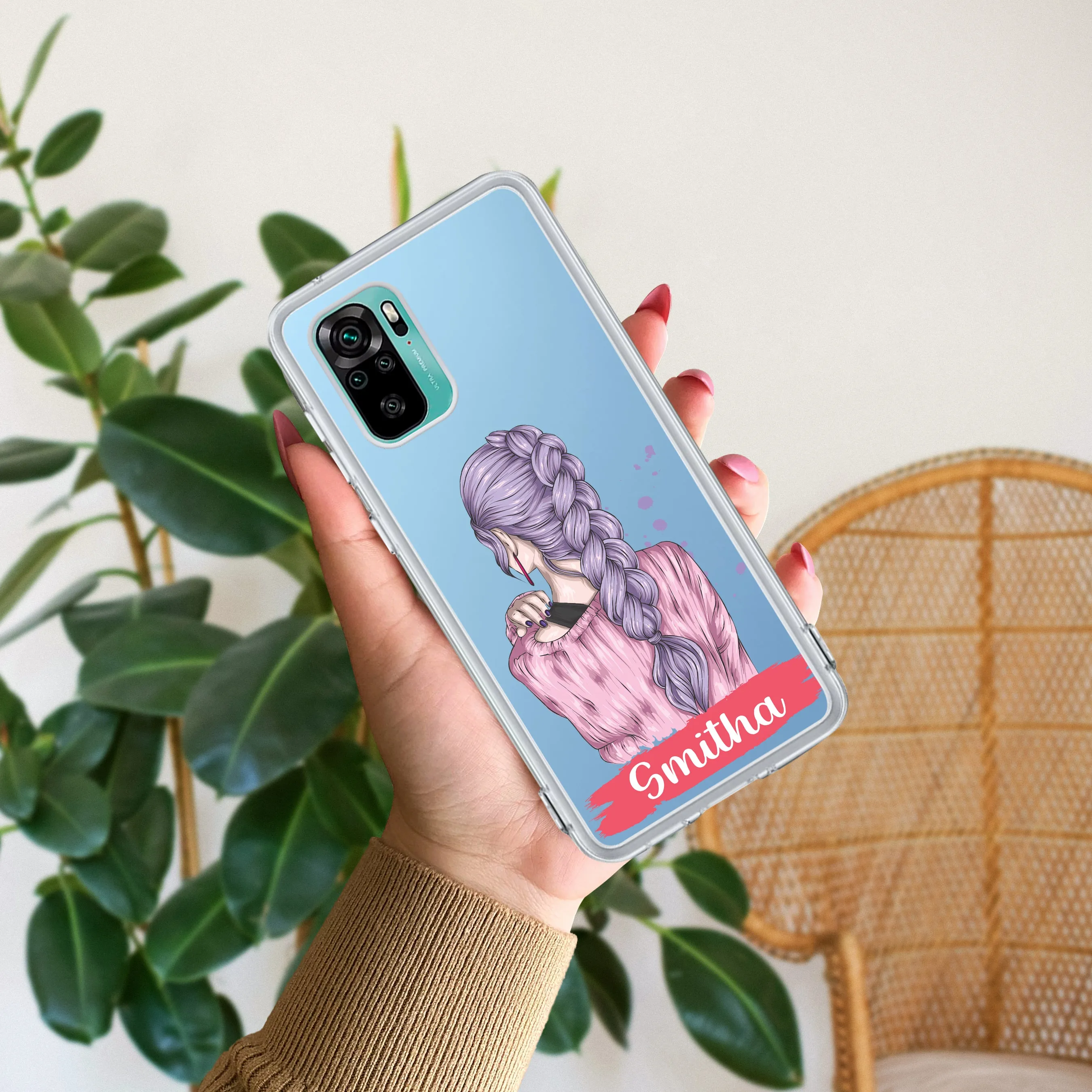 Braid Girl Customize Transparent Silicon Case For Redmi/Xiaomi