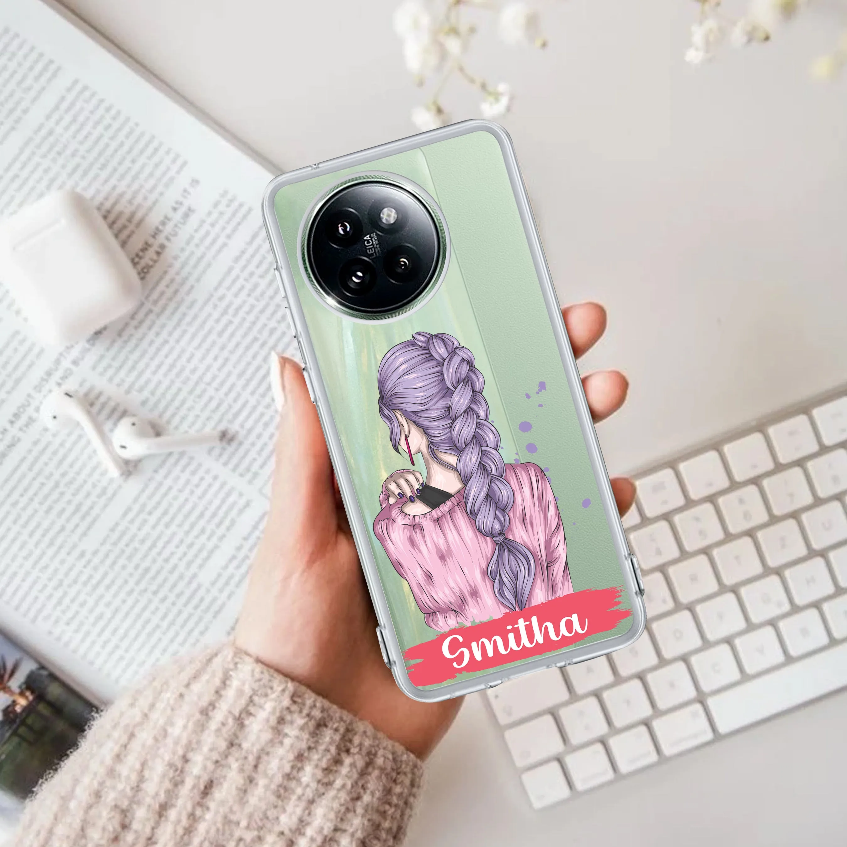 Braid Girl Customize Transparent Silicon Case For Redmi/Xiaomi