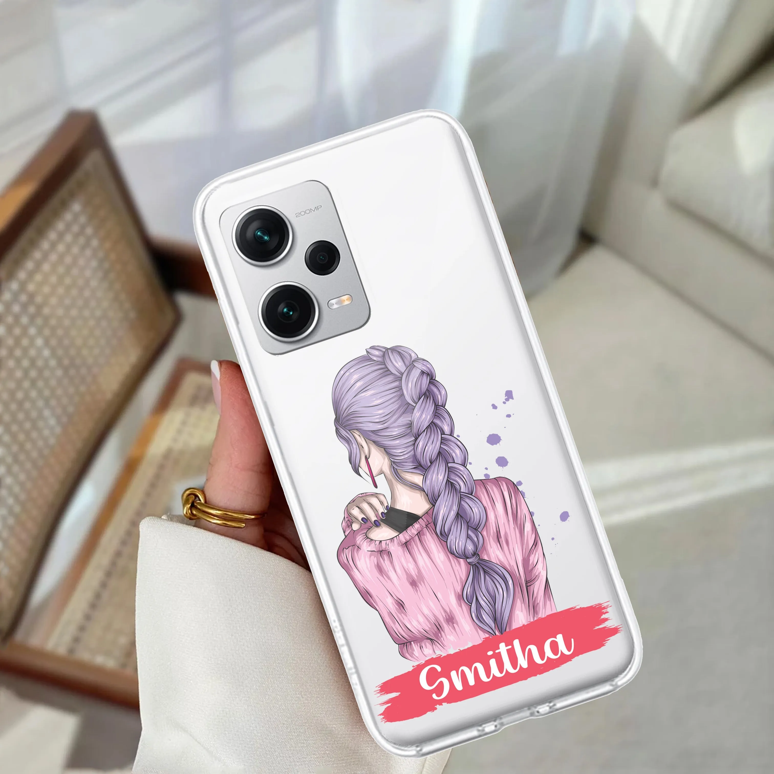 Braid Girl Customize Transparent Silicon Case For Redmi/Xiaomi