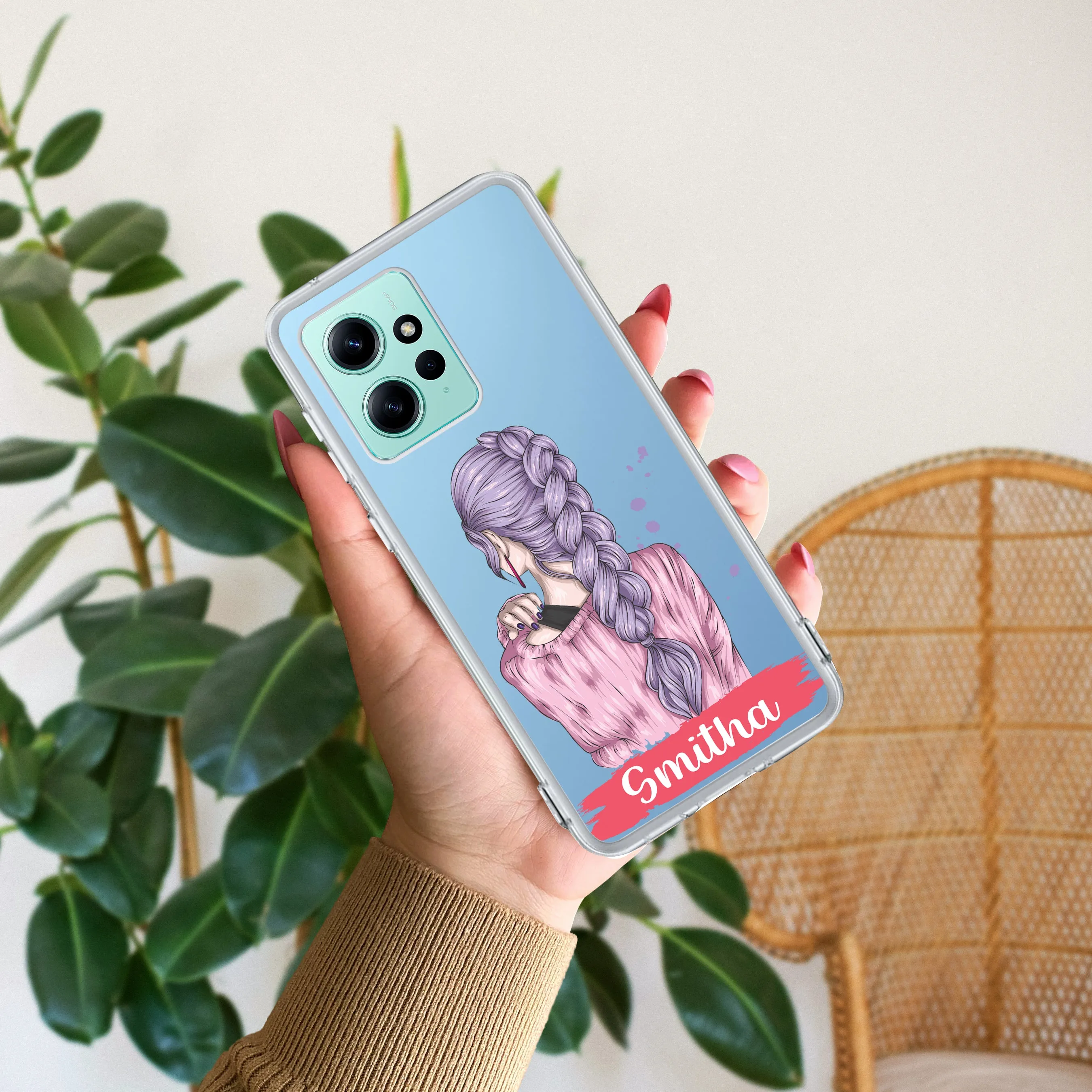 Braid Girl Customize Transparent Silicon Case For Redmi/Xiaomi