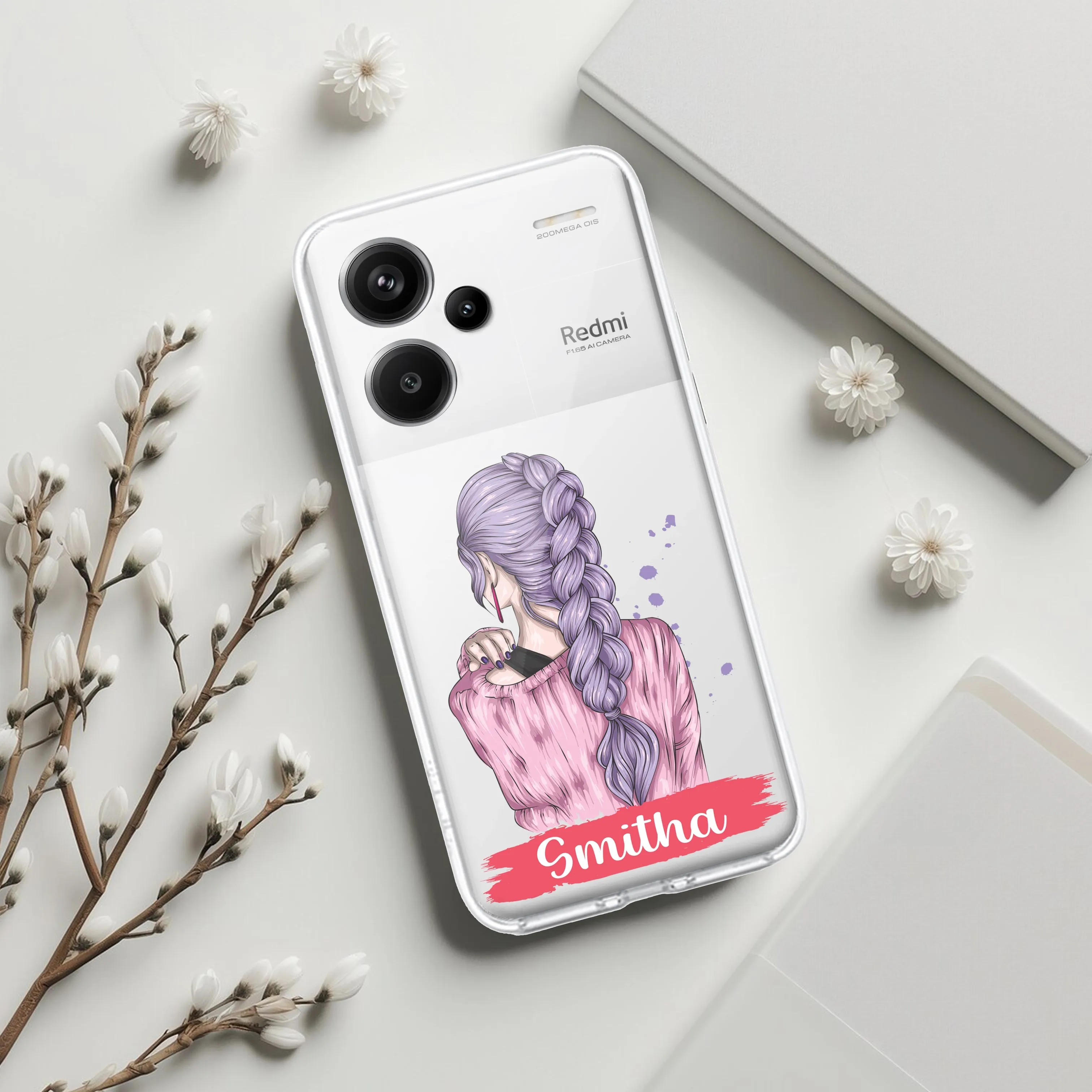 Braid Girl Customize Transparent Silicon Case For Redmi/Xiaomi