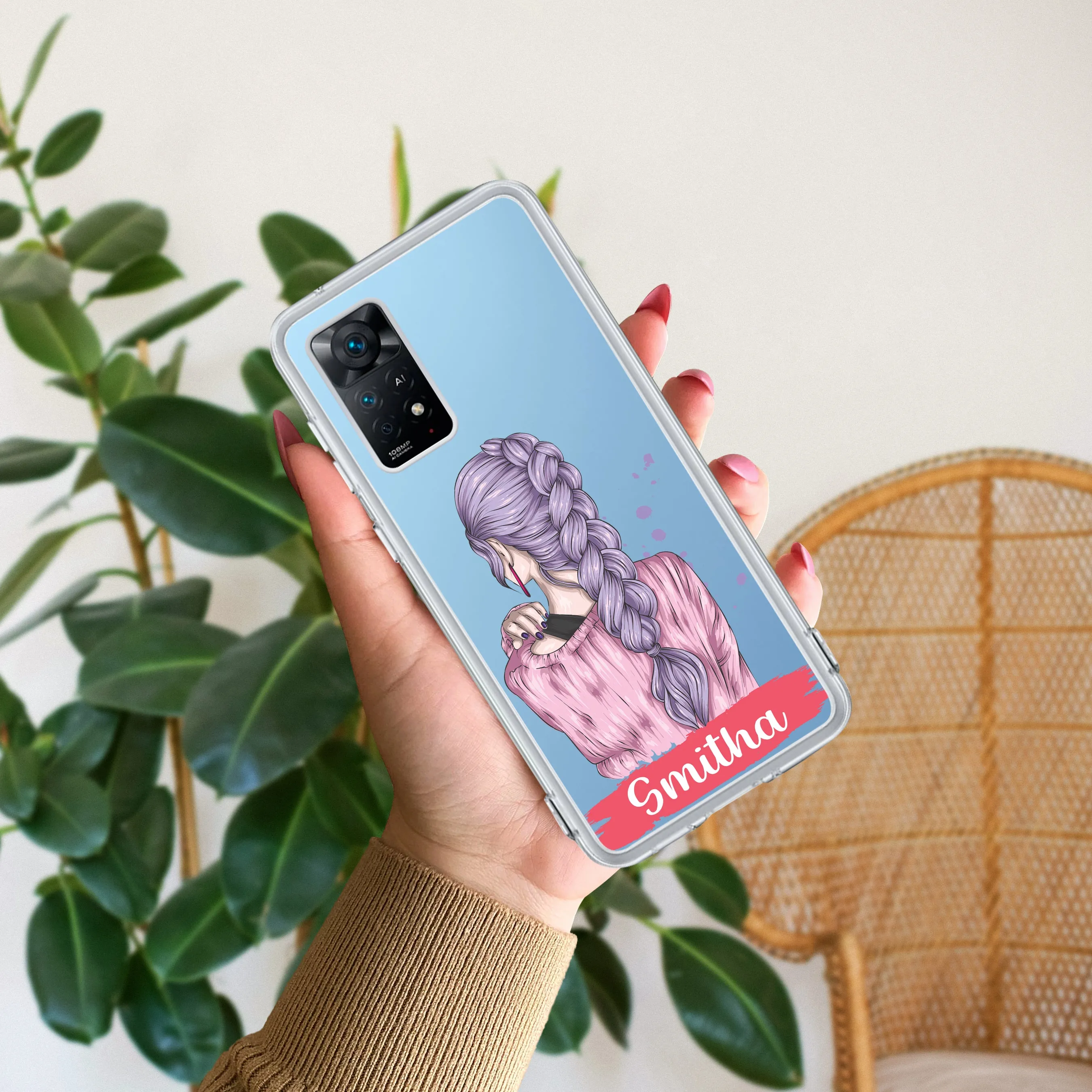 Braid Girl Customize Transparent Silicon Case For Redmi/Xiaomi