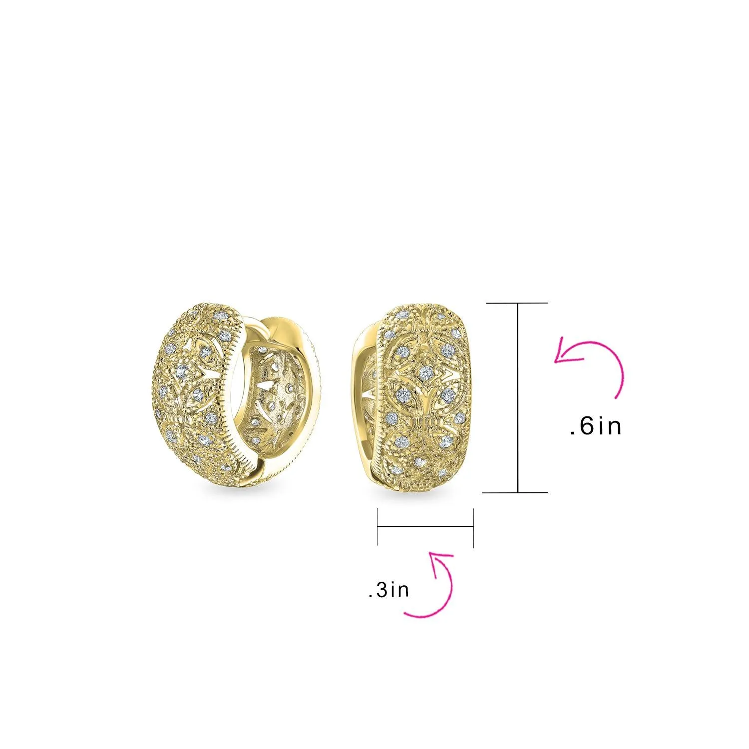 Bridal Pave CZ Rectangle Criss Cross Huggie Hoop Earrings Gold Silver Plated