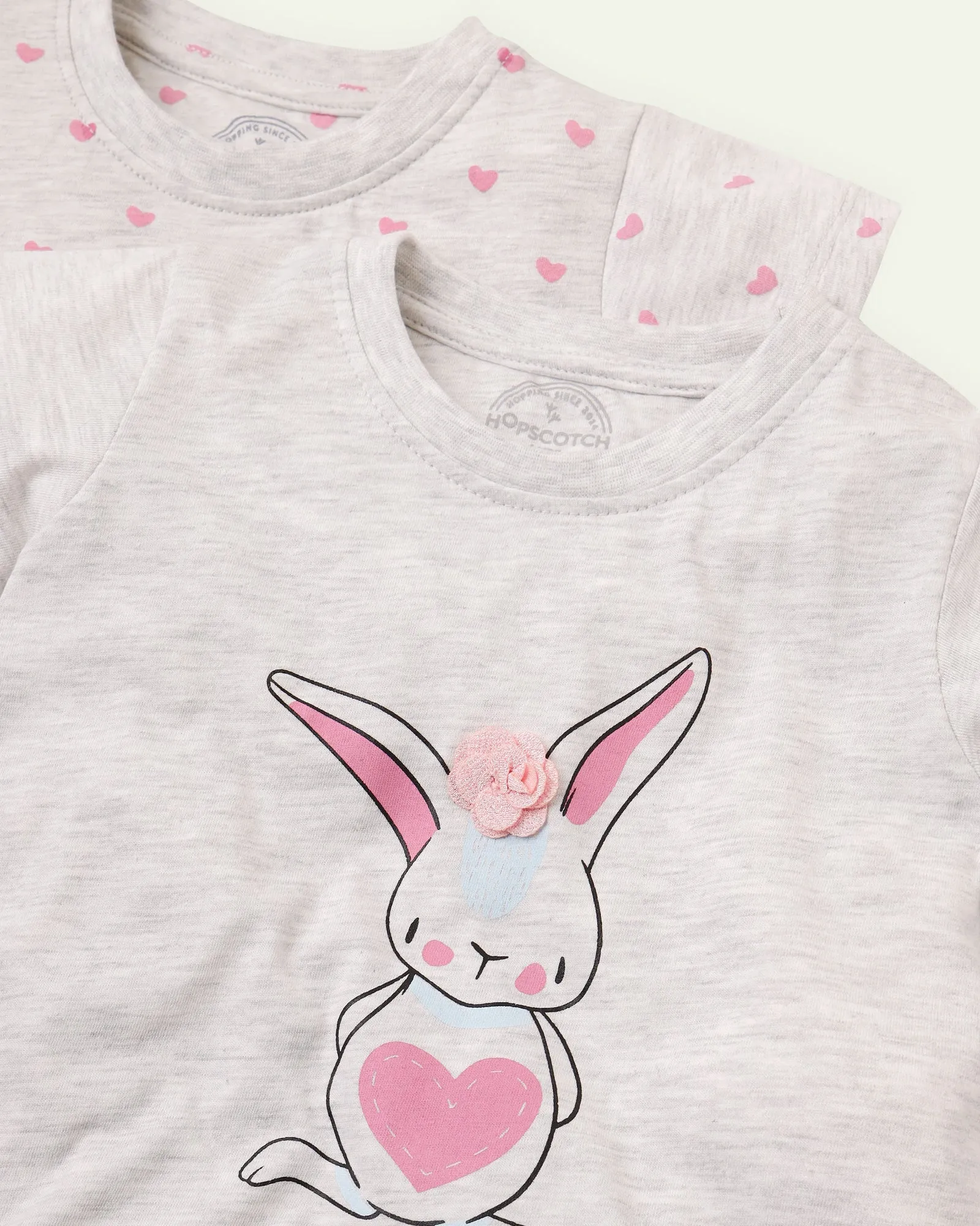 Adorable Bunny and Heart-Themed T-Shirt Combo