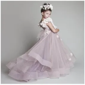 Charming Lavender Flower Girl Dresses Hot Sale A-Line Organza Sleeve Flowers Wedding Girl Dress Custom Made.FGY0154