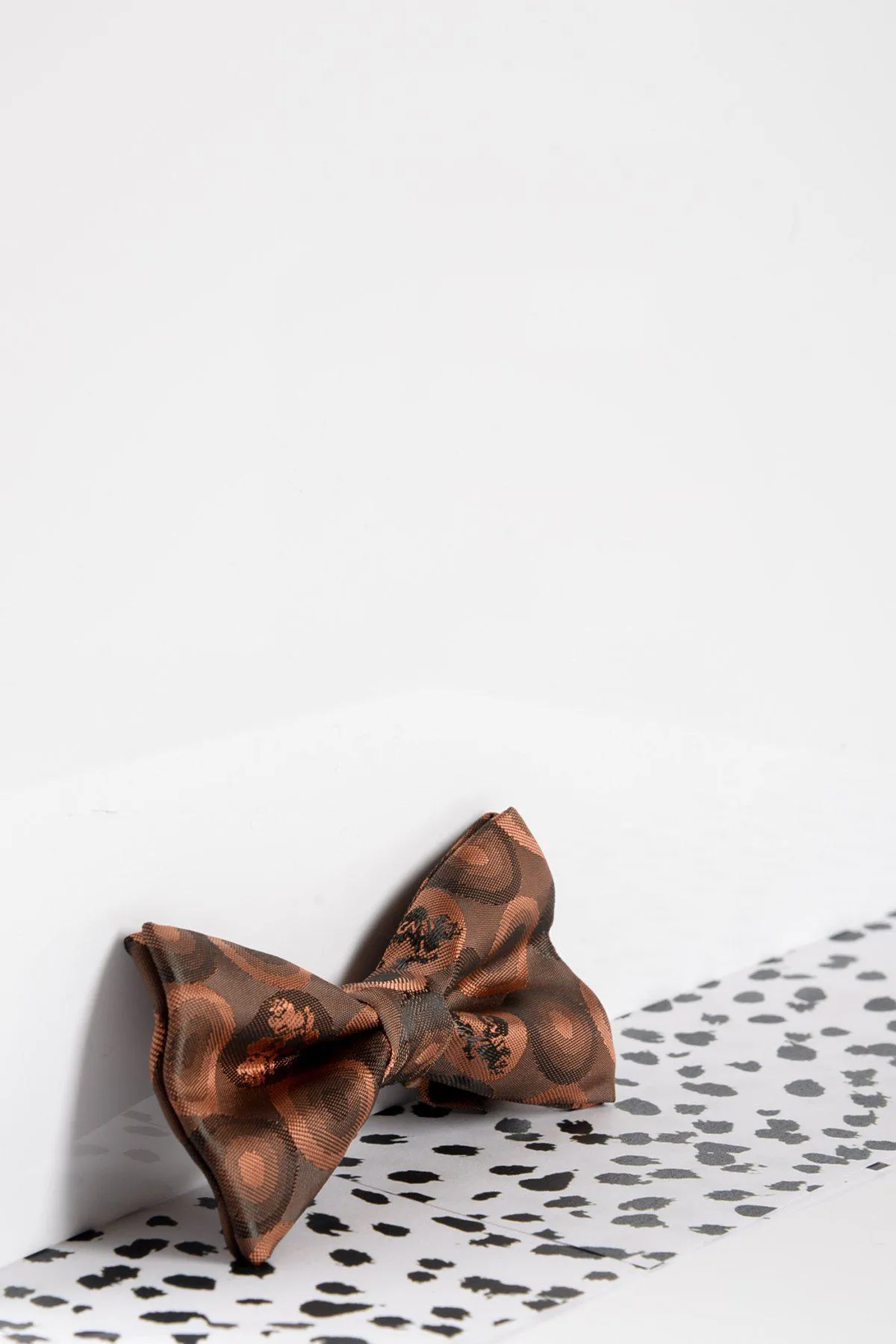 Children's Orange Brown Bubble Circle Print Bow Tie