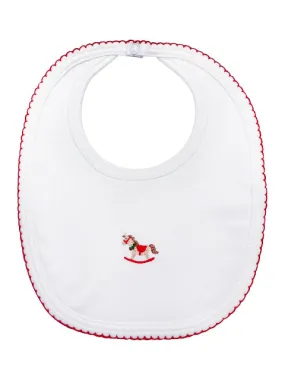 Christmas Rocking Horse Baby Girl Bib