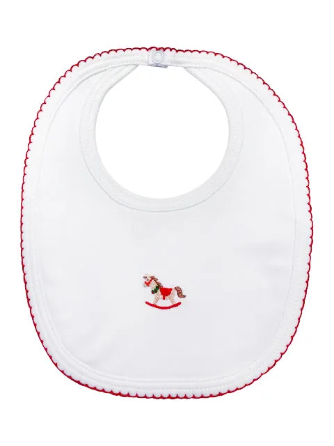 Christmas Rocking Horse Baby Girl Bib