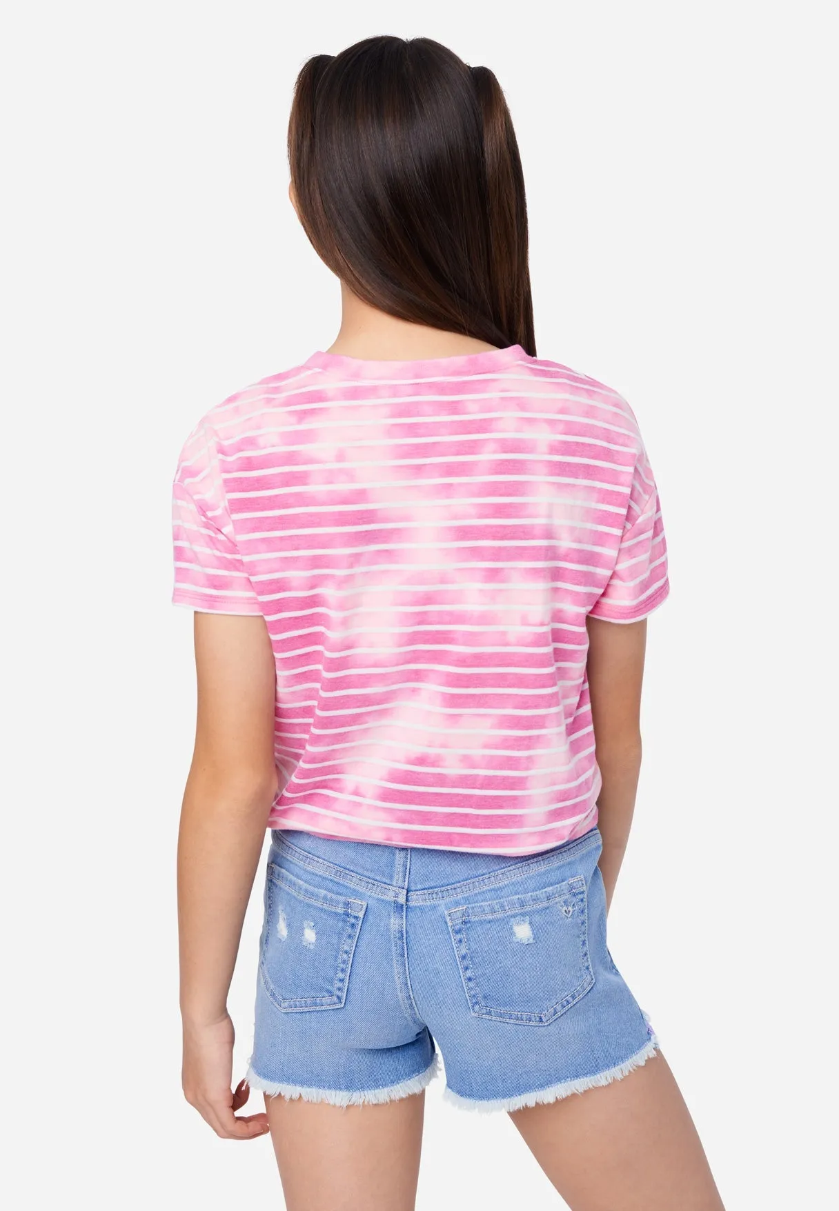 Cinch Bottom Dye Effect Stripe Tee