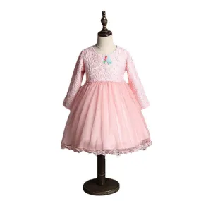 CLASSIC PINK FLOWER LACE PRINCESS DRESS