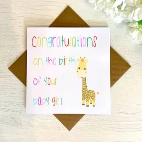 Congratulations On The Birth Of Your Baby Girl Greetings Card