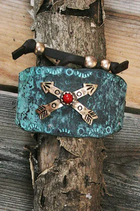 Crossed Arrows Metal Adjustable Patina Bracelet