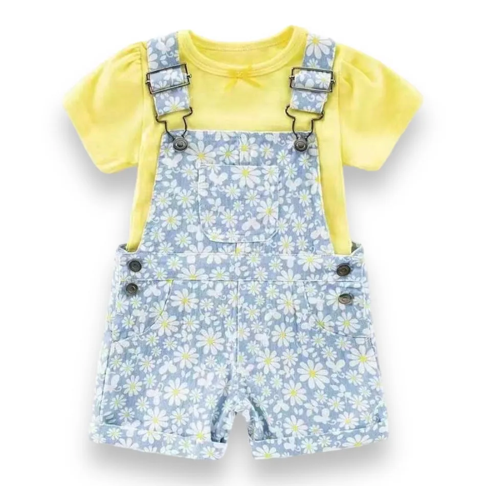 Cute Koala 2 Pc Dungaree & T-Shirt Set - Daisies