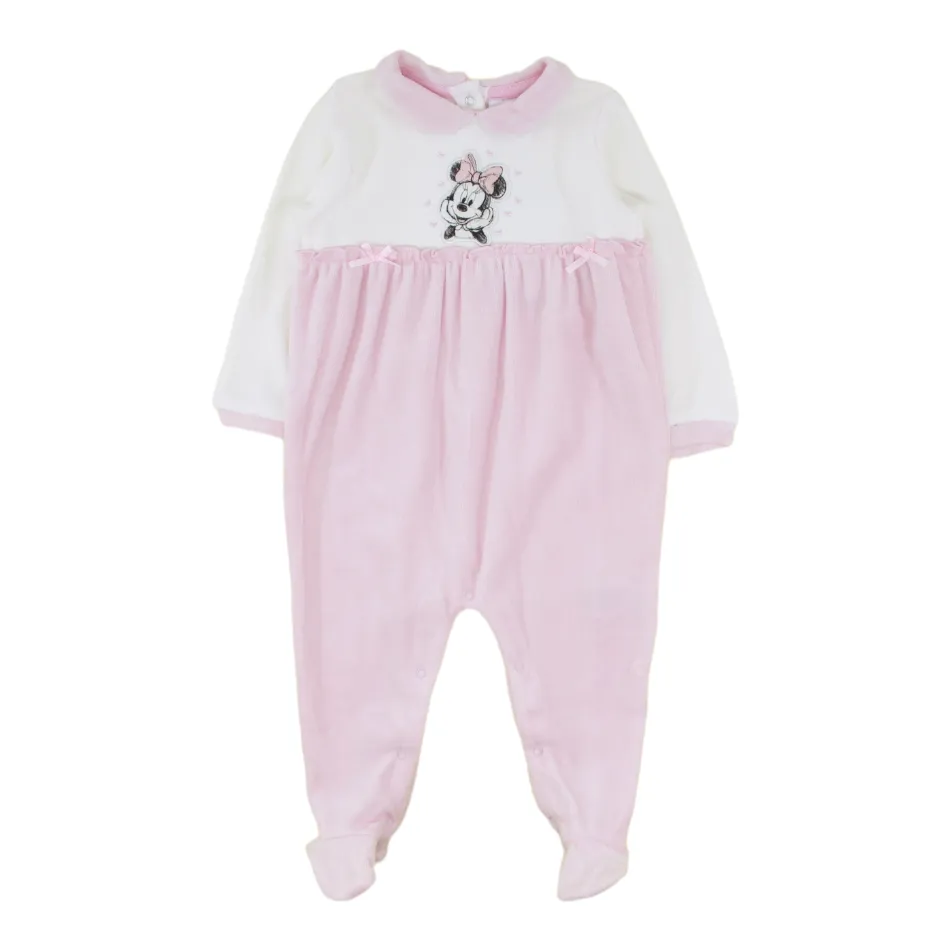 Disney Velour Footed Sleeper - Minnie Hearts