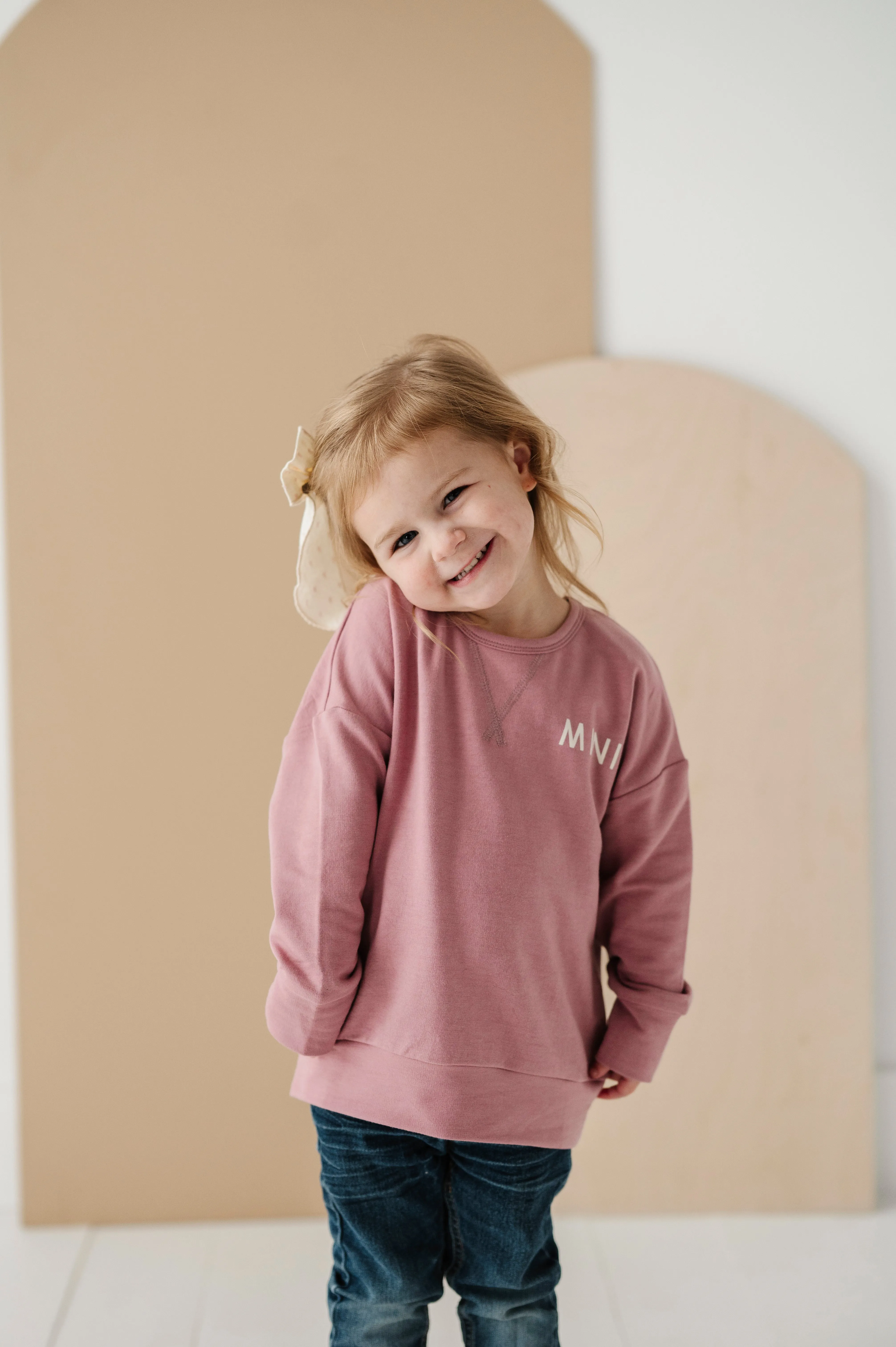 Drop-Shoulder Pullover - Mini in Mauve