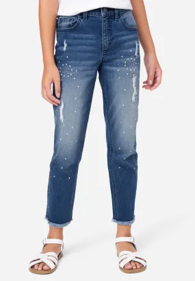 Embellished Mini Mom Jeans