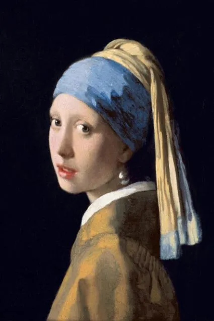 Famous Painting Girl With a Pearl Earring by Jan Vermeer, Dutch Golden Age Oil Painting Fine Art Canvas Print Posters For Home Decor