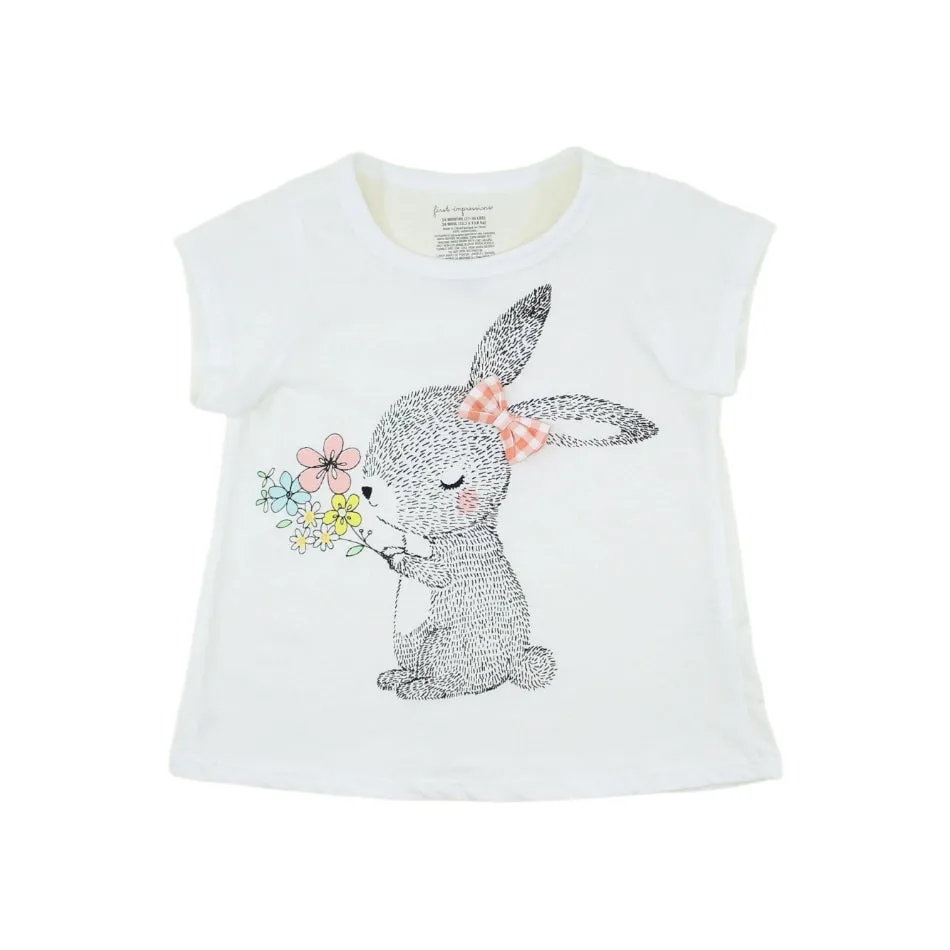 First Impressions Graphic Print T-Shirt With Applique Detail- Rabbit