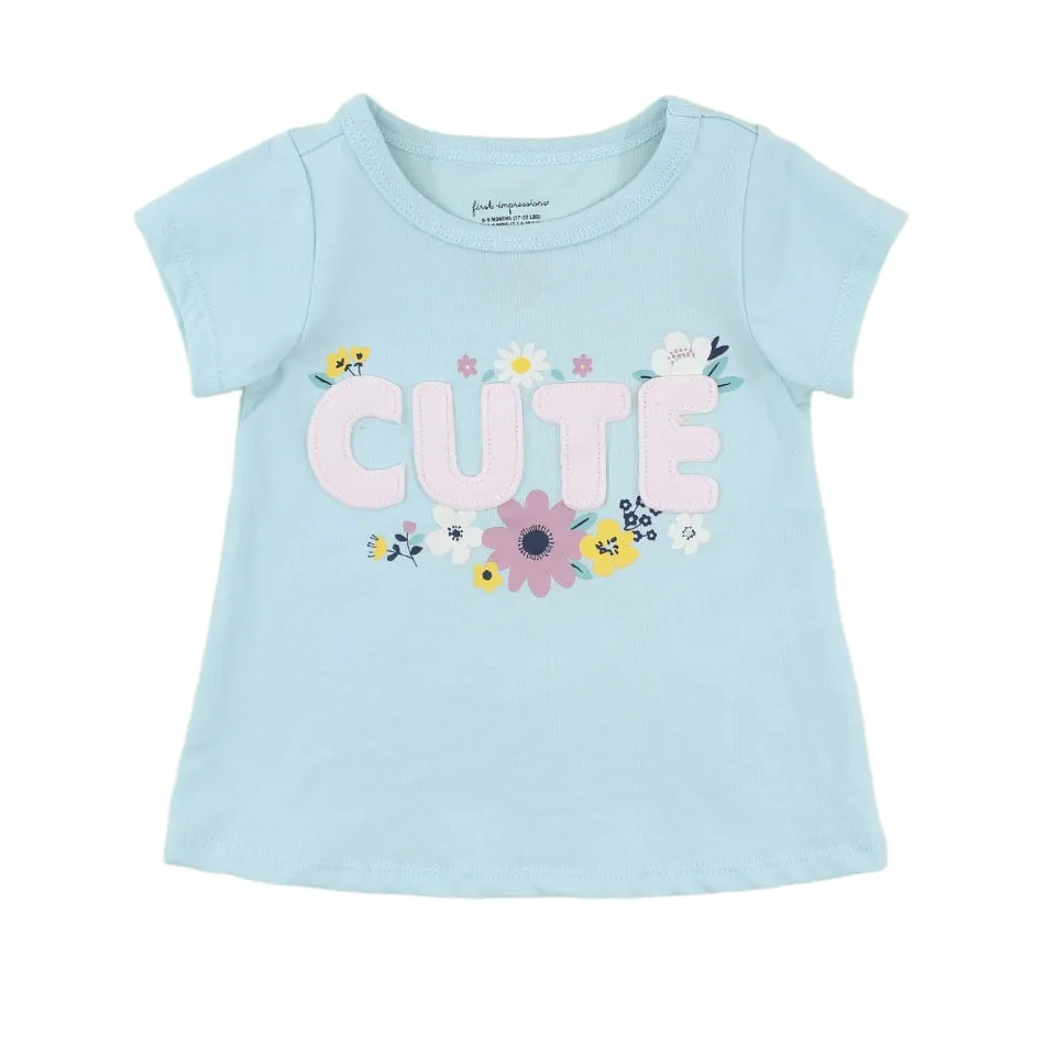 First Impressions Graphic Print T-Shirt With Applique Details - Cute