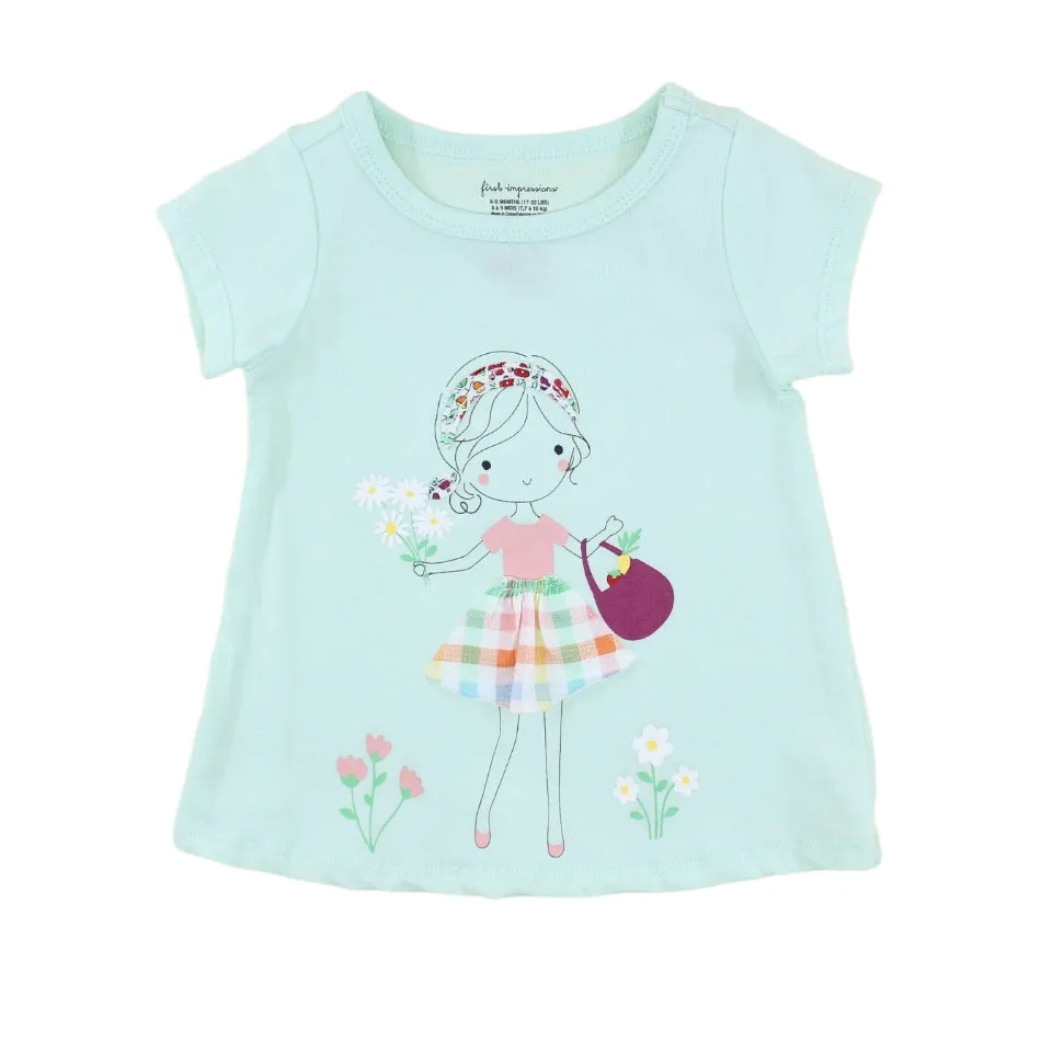 First Impressions Graphic Print T-Shirt With Applique Details - Doll