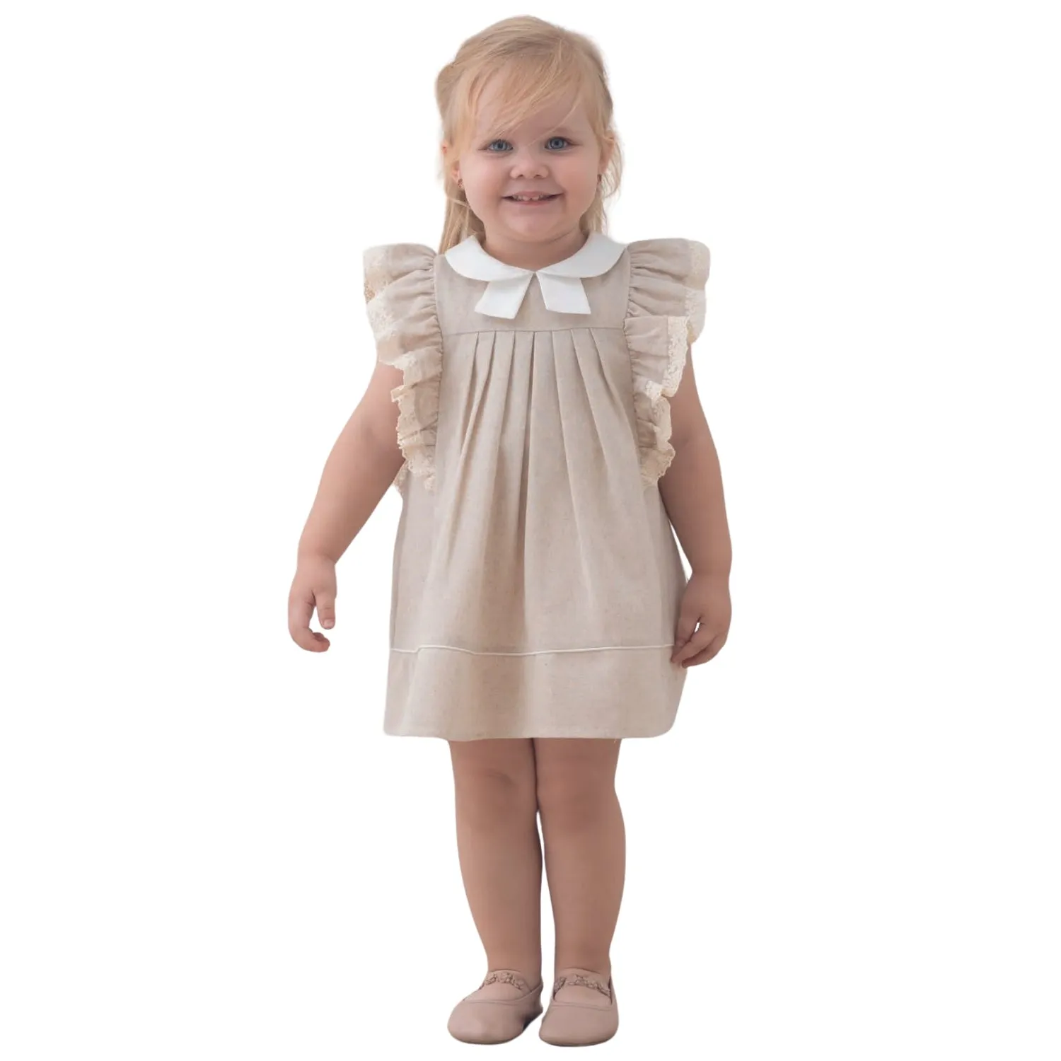 Frilly Beige Chic Baby Dress