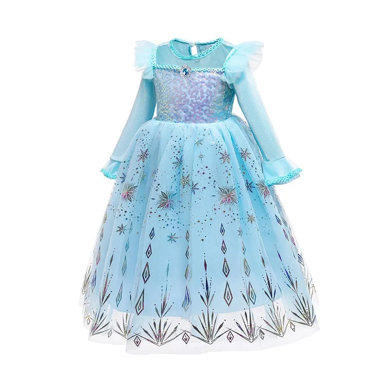 Frozen Elsa Inspired Princess Girls Cosplay Costume