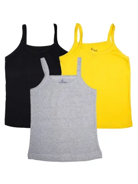 Girls Cotton Rib Tank Top- Multicolor Pack of 3